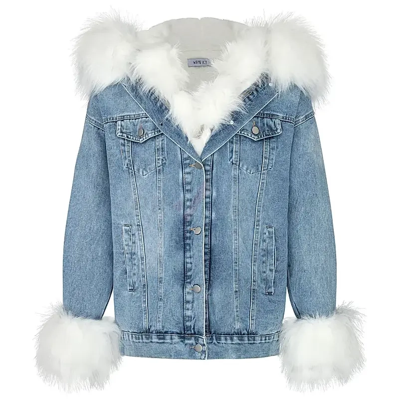 Jeansjacke frontal Hollow Man Pelzkragen