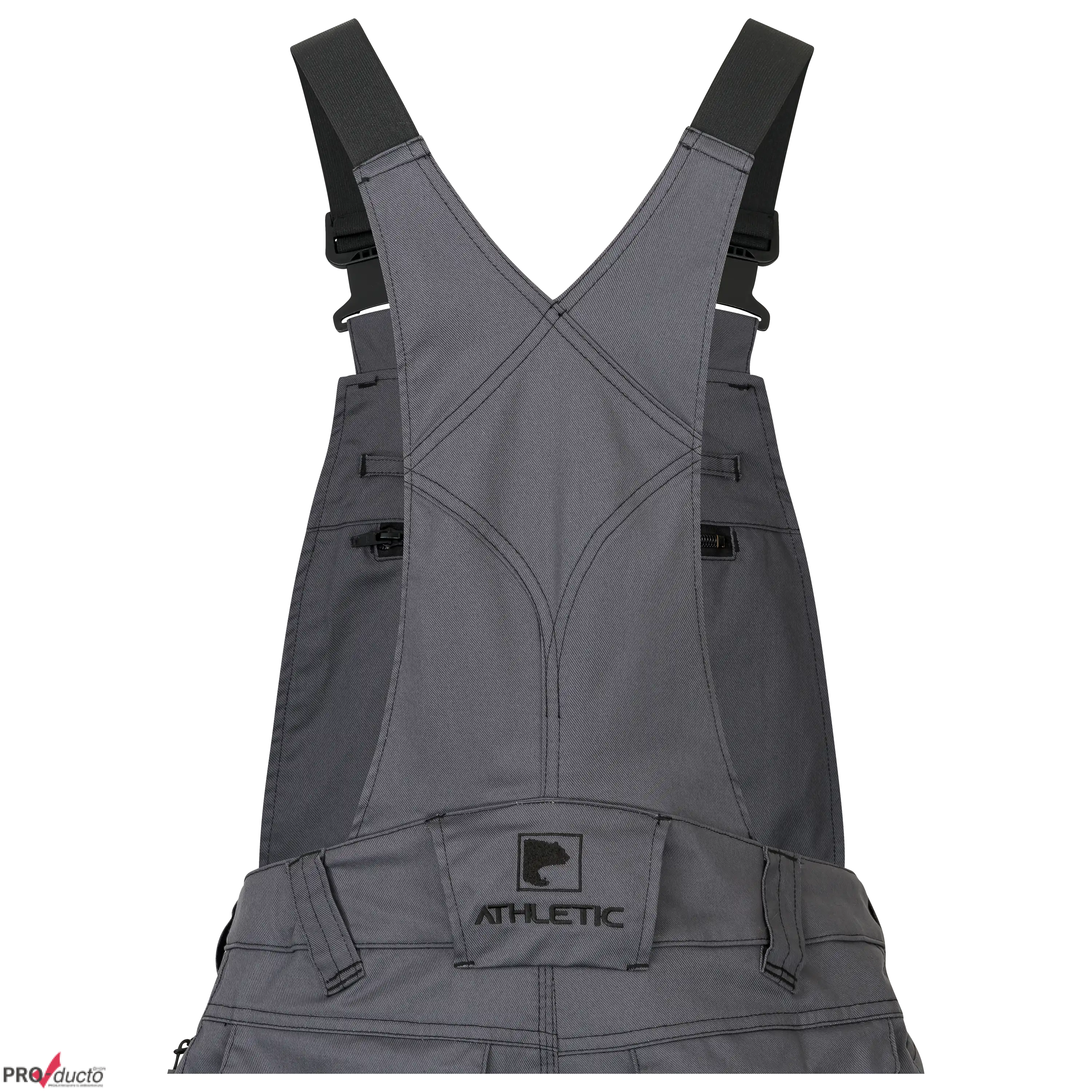 Professionelle Produktfotografie einer grauen Latzhose als Hollow Man Fotos für den Online-Shop von PRO-ducto GmbH.