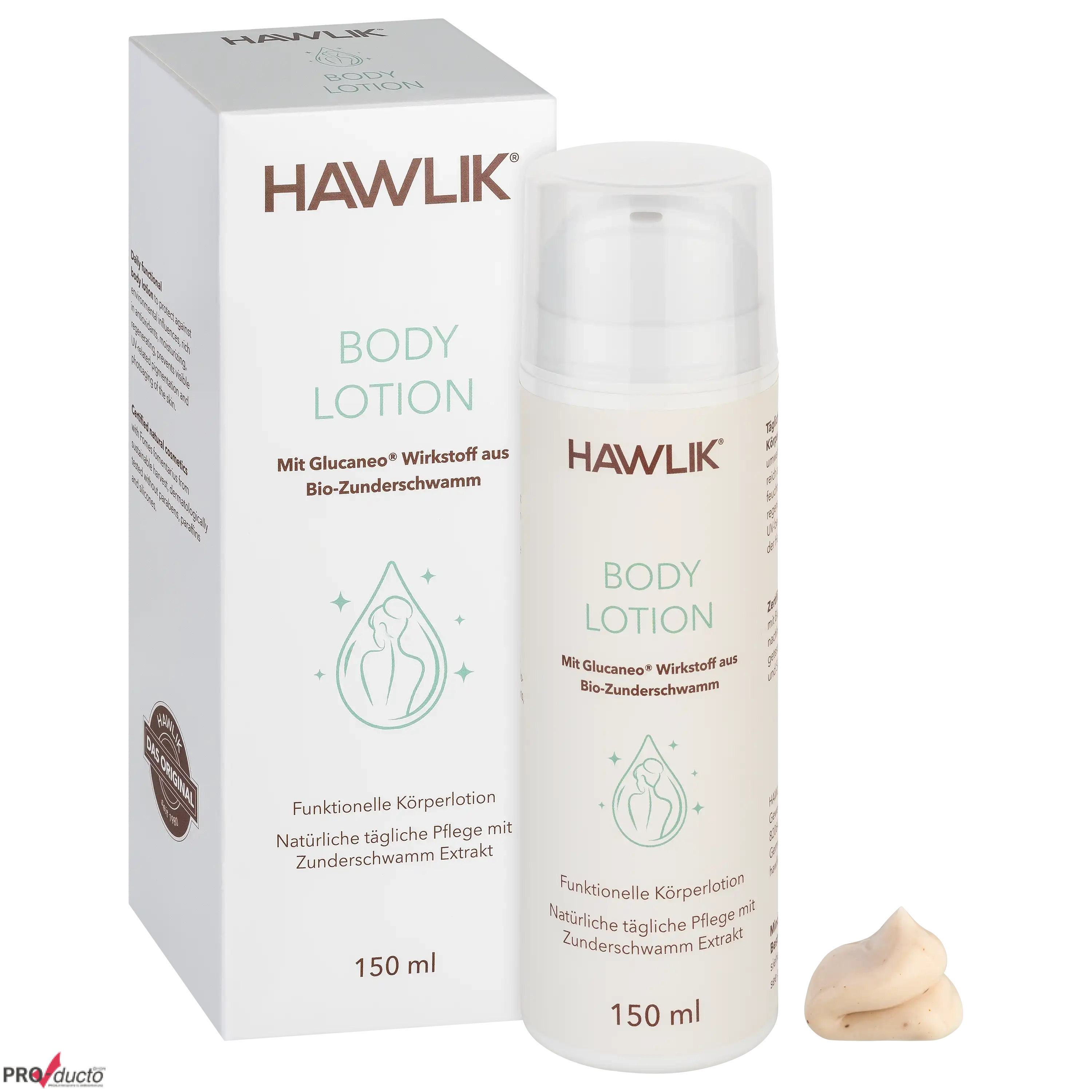 Professionelle Produktfotos von Hawlik Body Lotion mit Zunderschwamm-Extrakt durch PRO-ducto GmbH erstellt.