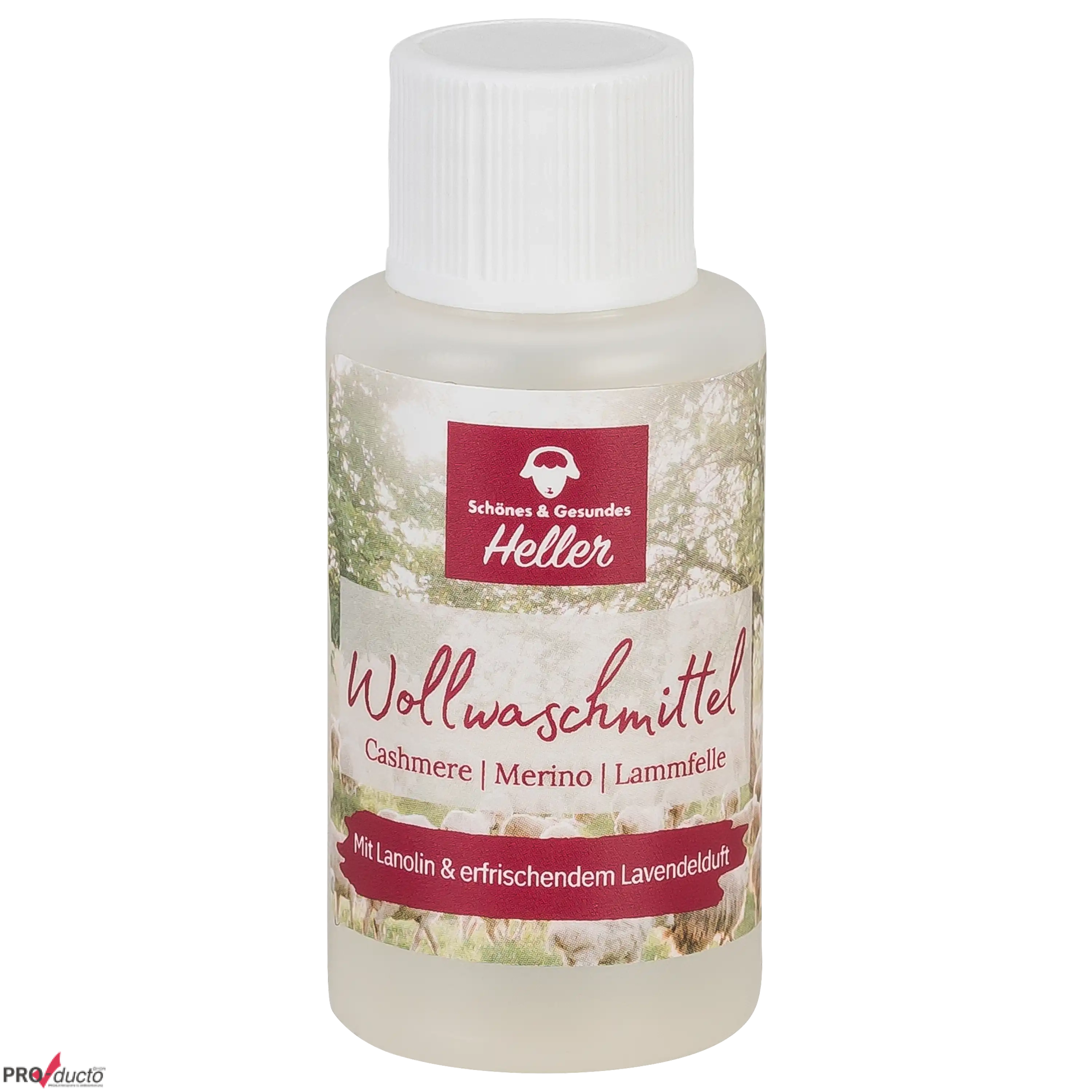 Professionelle Produktfotografie: Eine Flasche Heller Wollwaschmittel für Textilpflege von PRO-ducto GmbH.