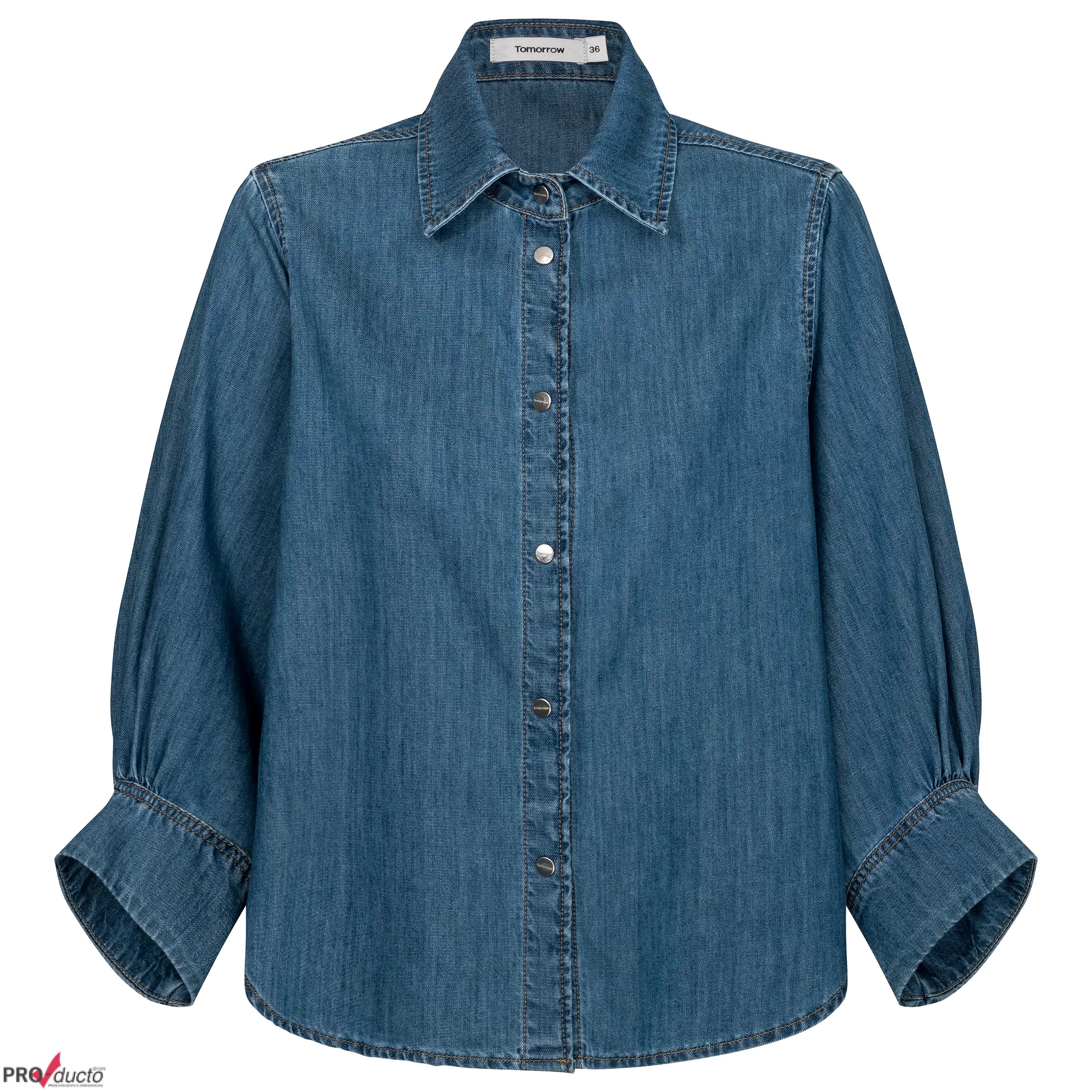 Professionelle Produktfotografie als Freisteller: Blaue Tomorrow Jeansbluse im Hollowman Fotografie Stil für mehr Sichtbarkeit und Umsatz. PRO-ducto GmbH