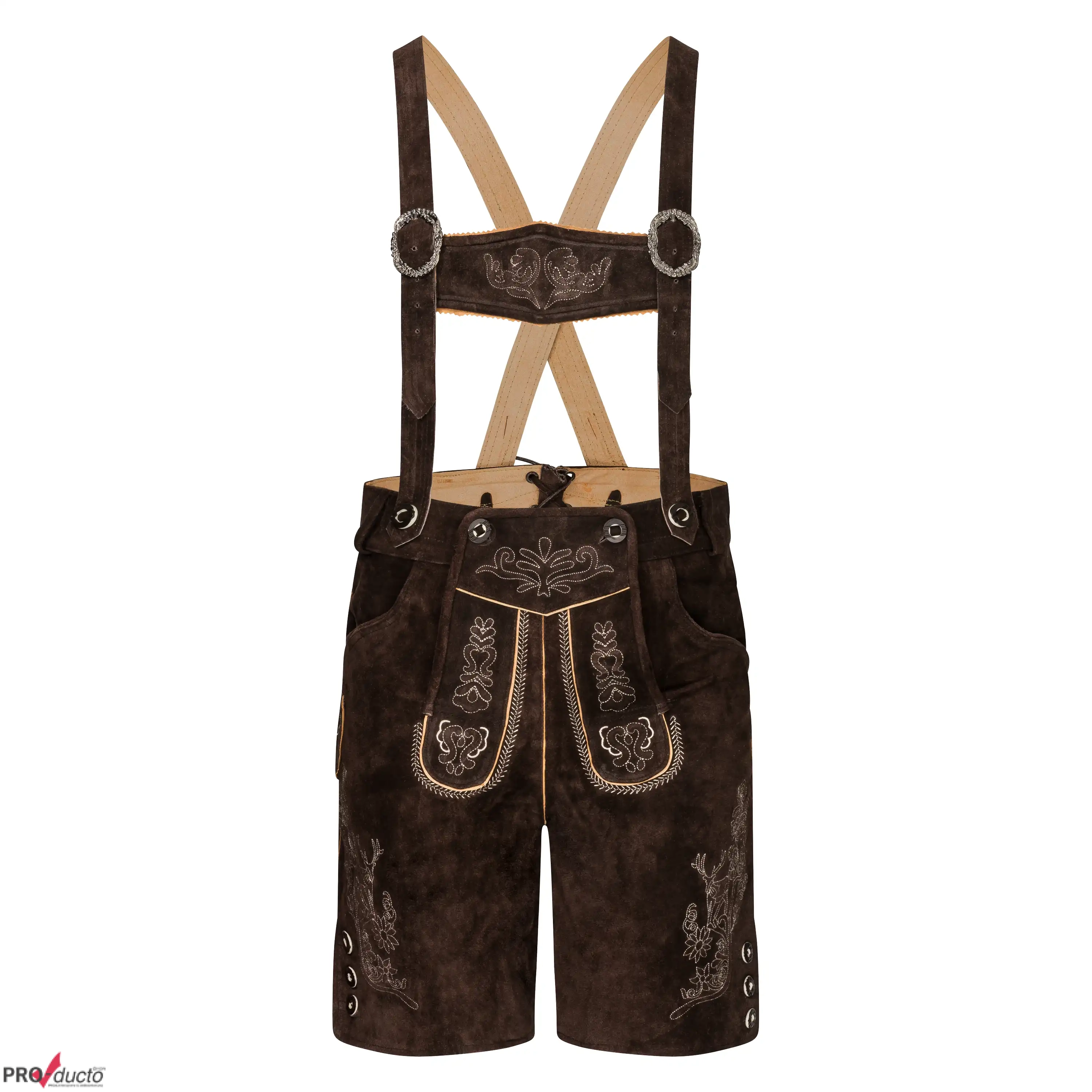 Professionelle Produktfotografie: Dunkelbraune Lederhose als Freisteller für mehr Umsatz. Hollowman Fotografie für hochwertige Produktbilder erstellen lassen. PRO-ducto GmbH
