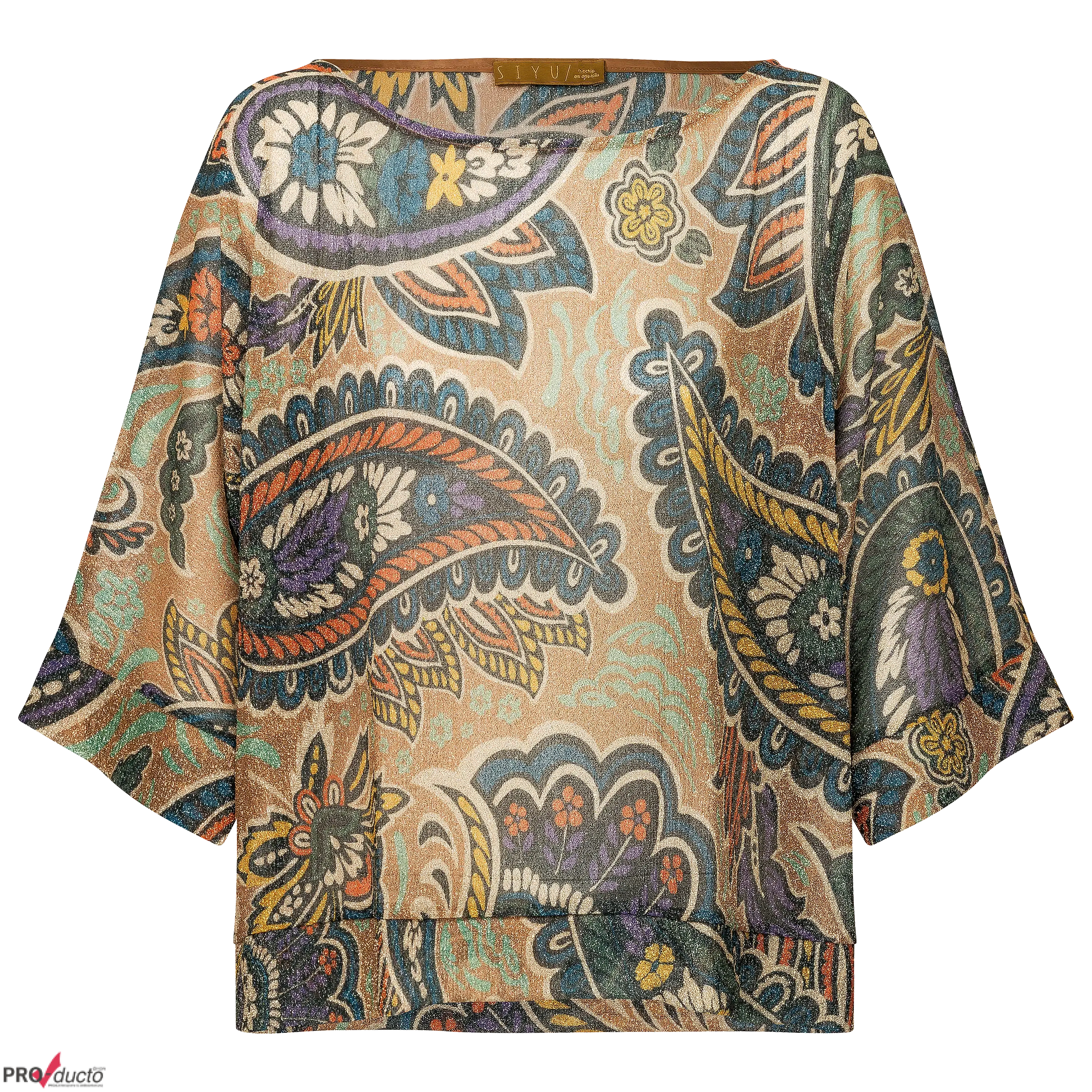 Professionelle Produktfotografie: Siyu Bluse mit Paisley-Muster als Freisteller. Hochwertige Textilfotografie für Bekleidung und Produktbilder. PRO-ducto GmbH