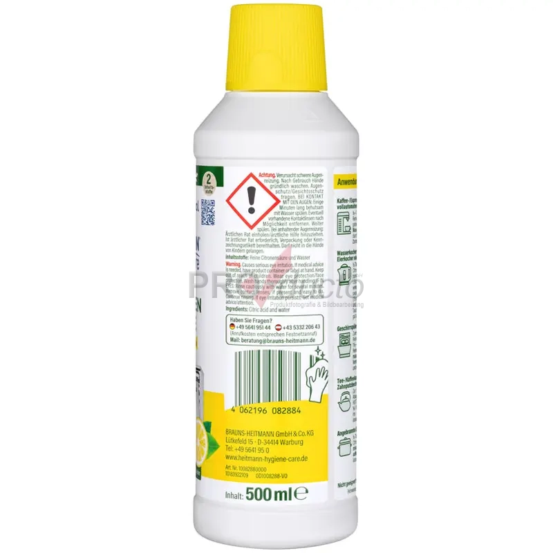 Produktfoto Citronensäure flüssig Rückseite