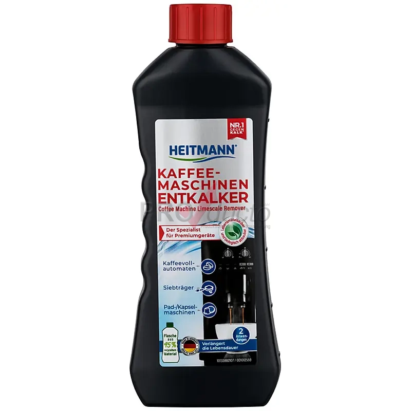 Produktfoto schwarze Kunststoffflasche Entkalker