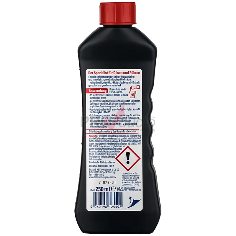 Produktfoto schwarze Kunststoffflasche Rückseite