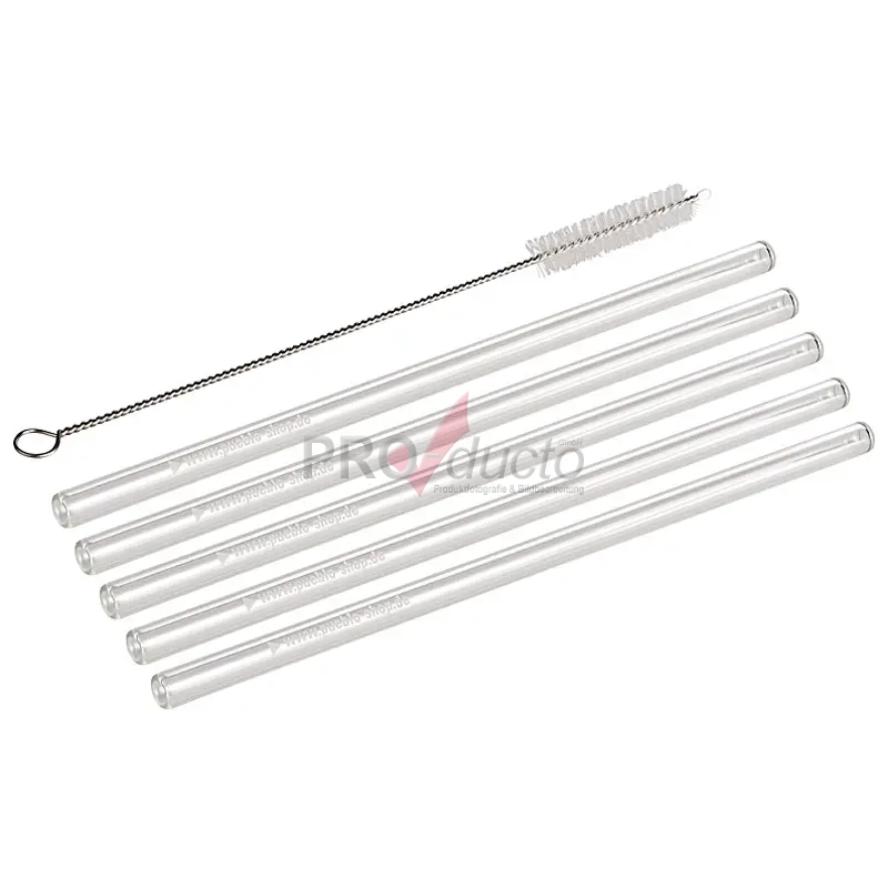 Produktfoto Glastrinkhalme mit Reinigungsbürste