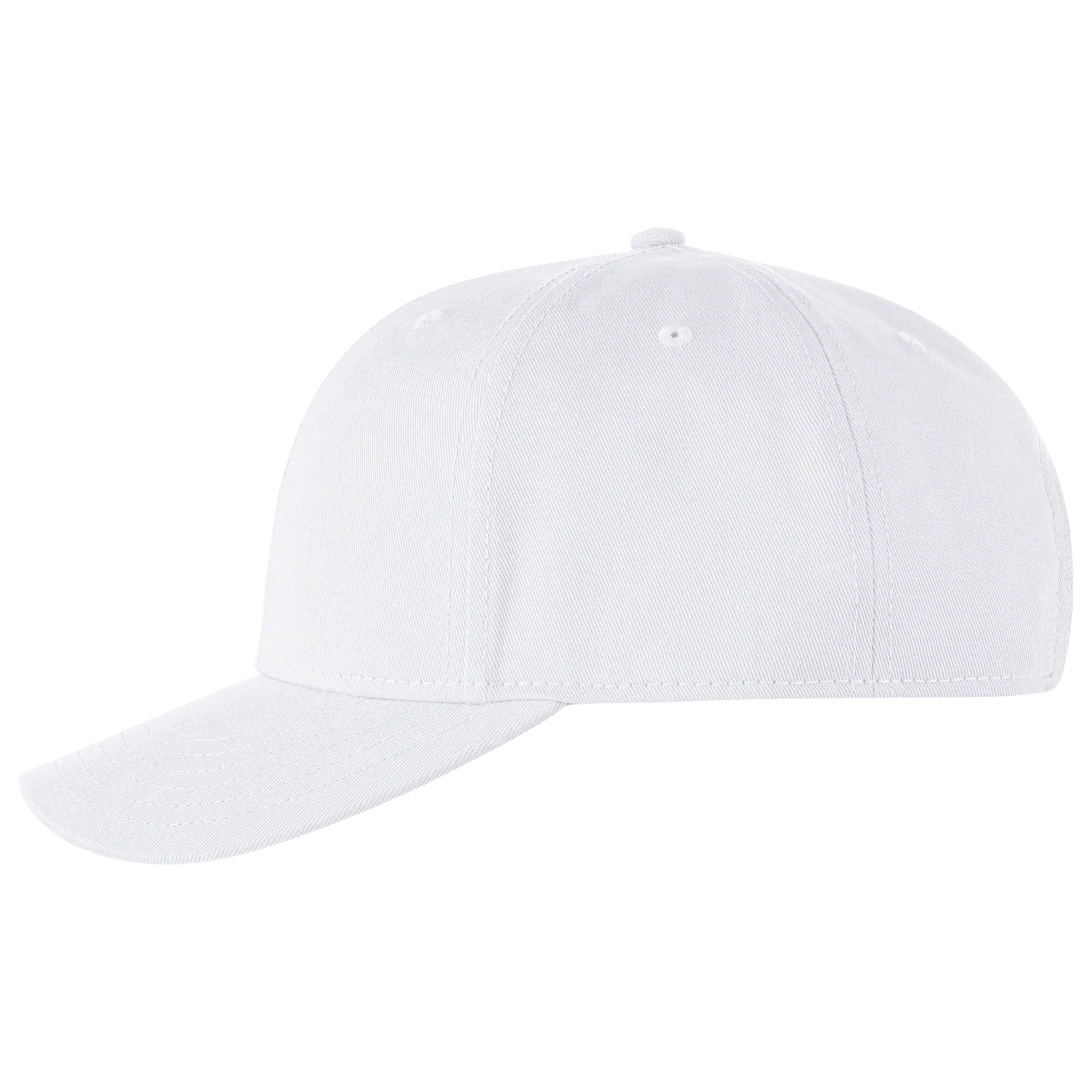 Professionelle Produktfotografie einer weißen Baseballkappe von PRO-ducto GmbH. Ideal für Textilfotografie und hochwertige Produktbilder erstellen lassen.