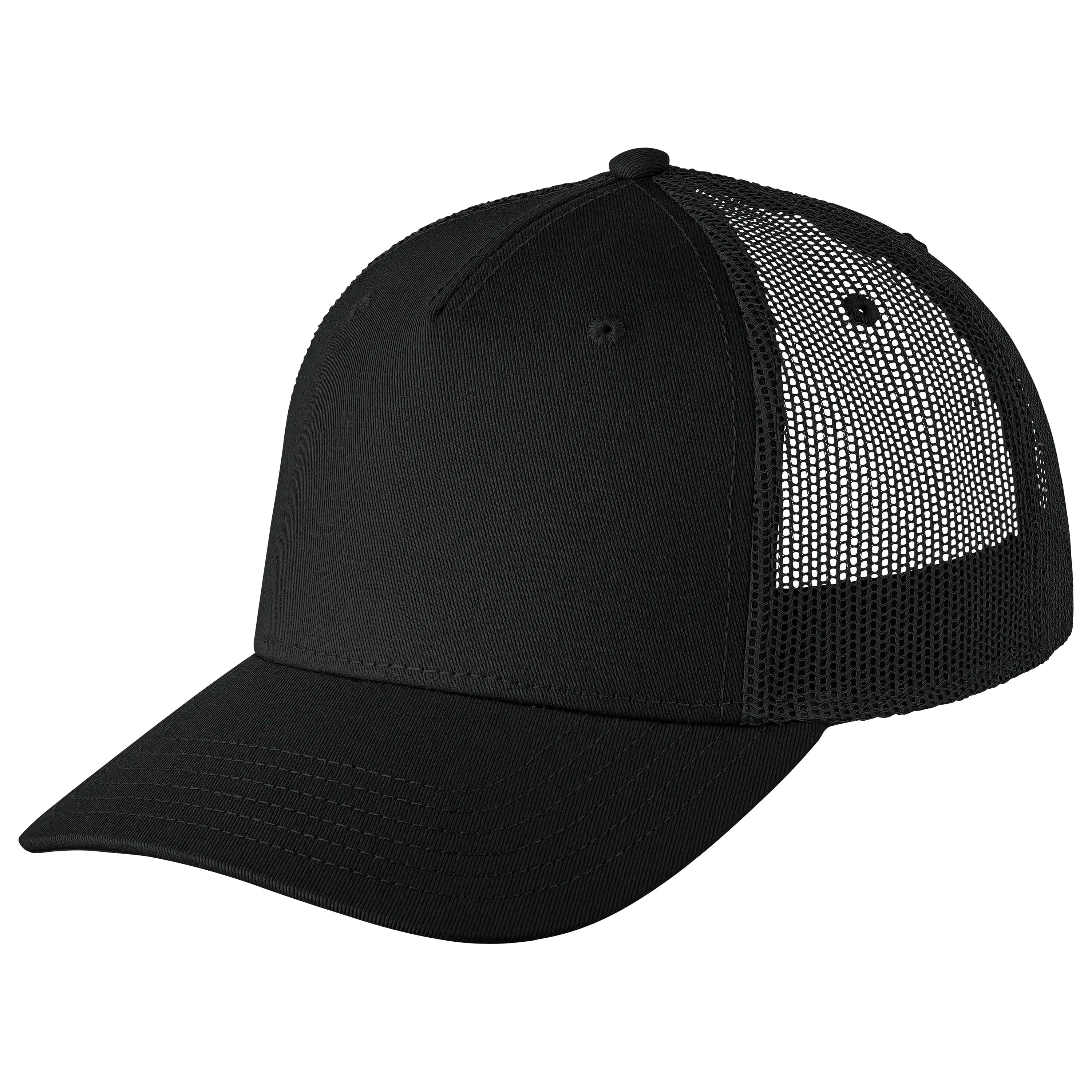 Professionelle Produktfotografie einer schwarzen Trucker-Cap von PRO-ducto GmbH. Ideal, wenn Sie hochwertige Bekleidung fotografieren lassen möchten.
