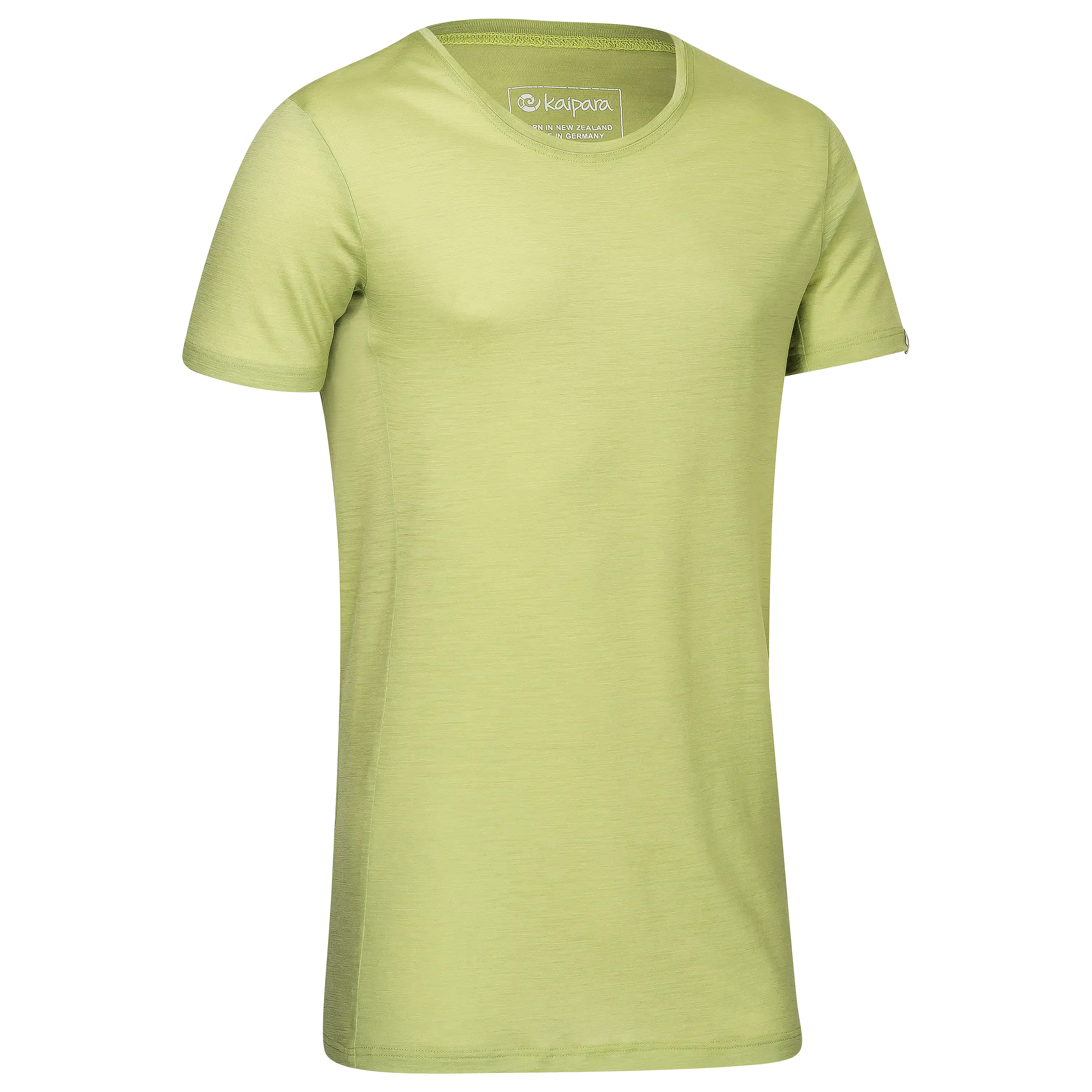 Professionelle Produktfotografie eines hellgrünen Kaipara T-Shirts für hochwertige Textilfotografie und Webshops.
