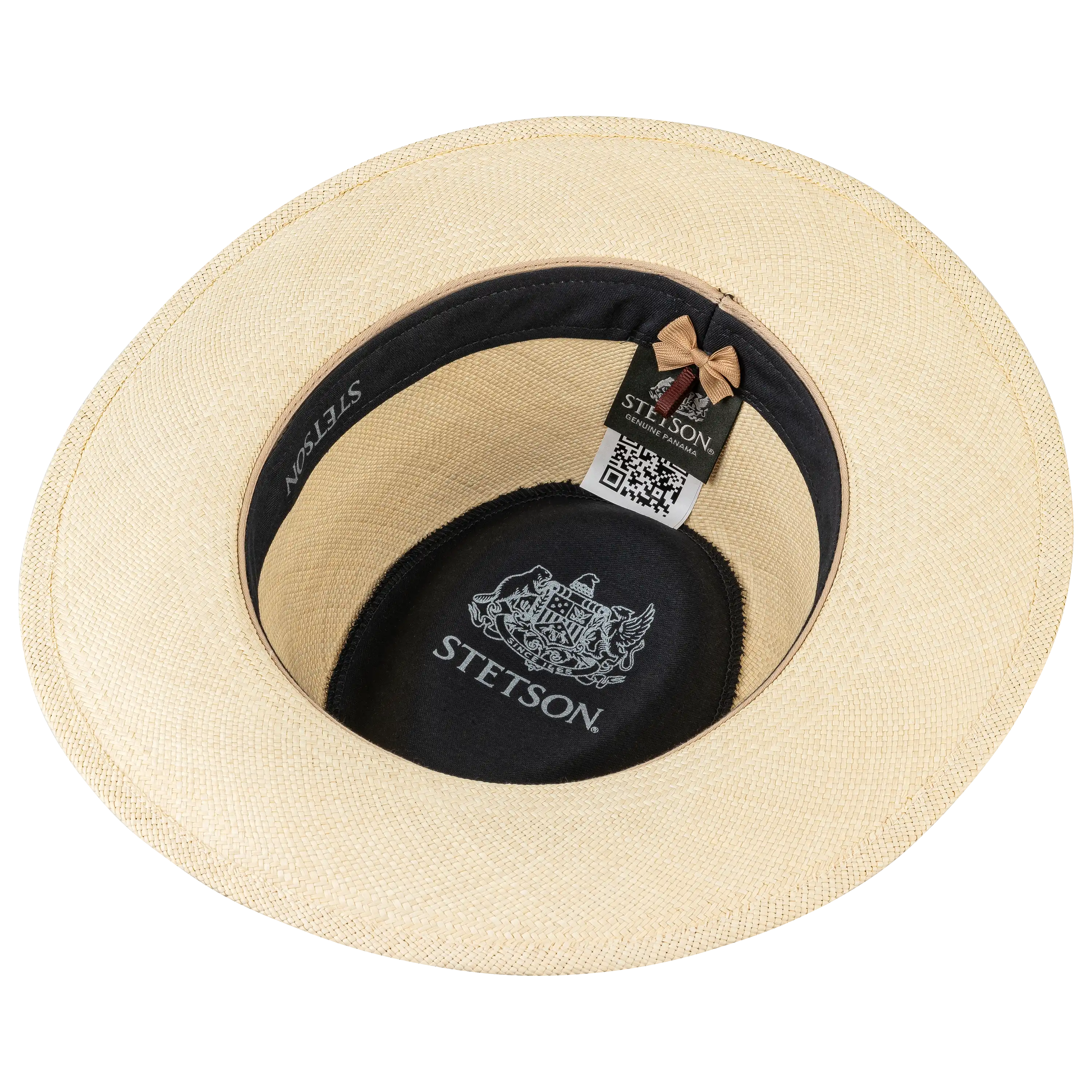 Professionelle Produktfotografie eines hellen Stetson Panama-Huts von innen. Für hochwertige Produktbilder erstellen lassen, wenden Sie sich an PRO-ducto GmbH.