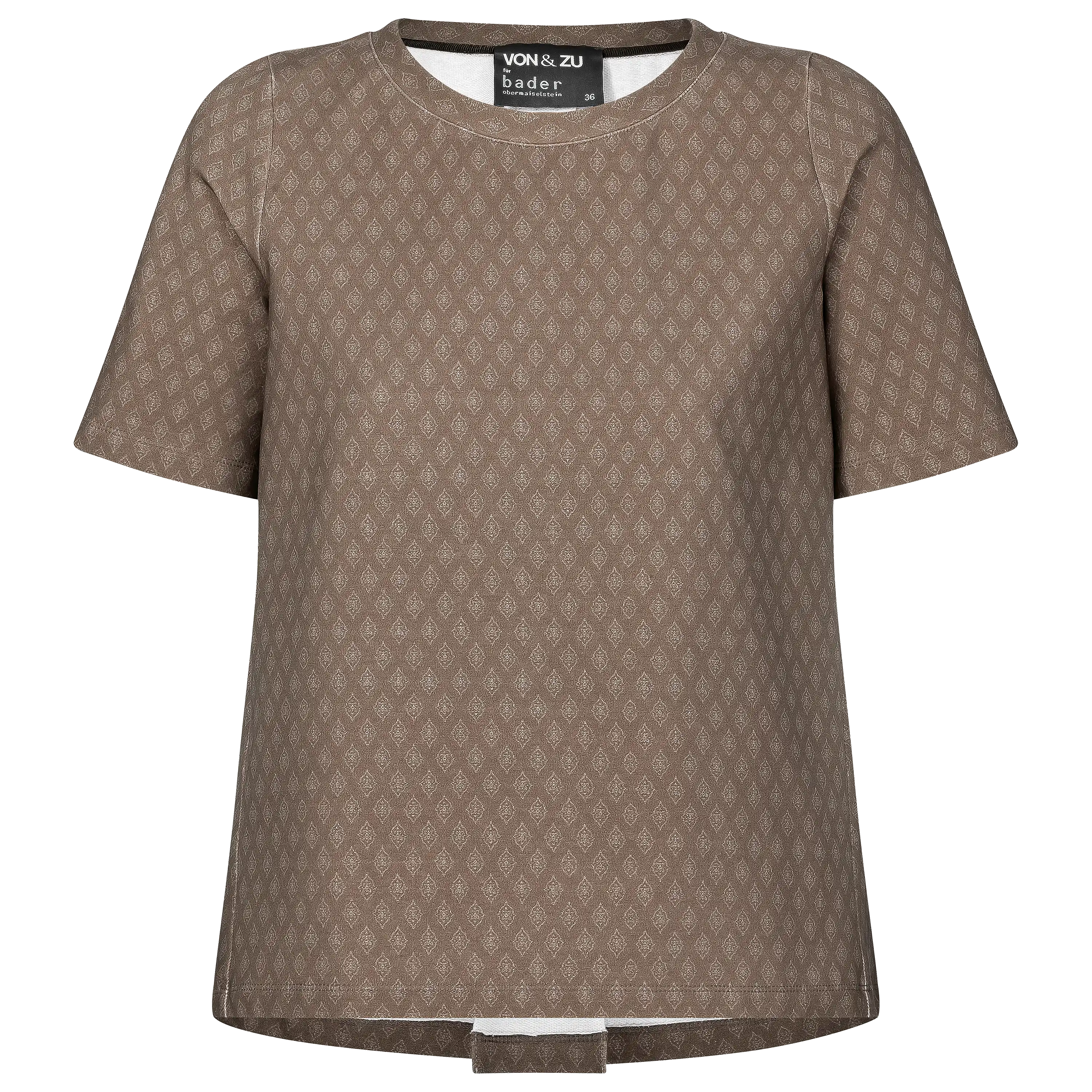 Professionelle Produktfotografie eines braunen T-Shirts mit Rautenmuster als Freisteller für hochwertige Textilfotografie und Produktbilder. PRO-ducto GmbH