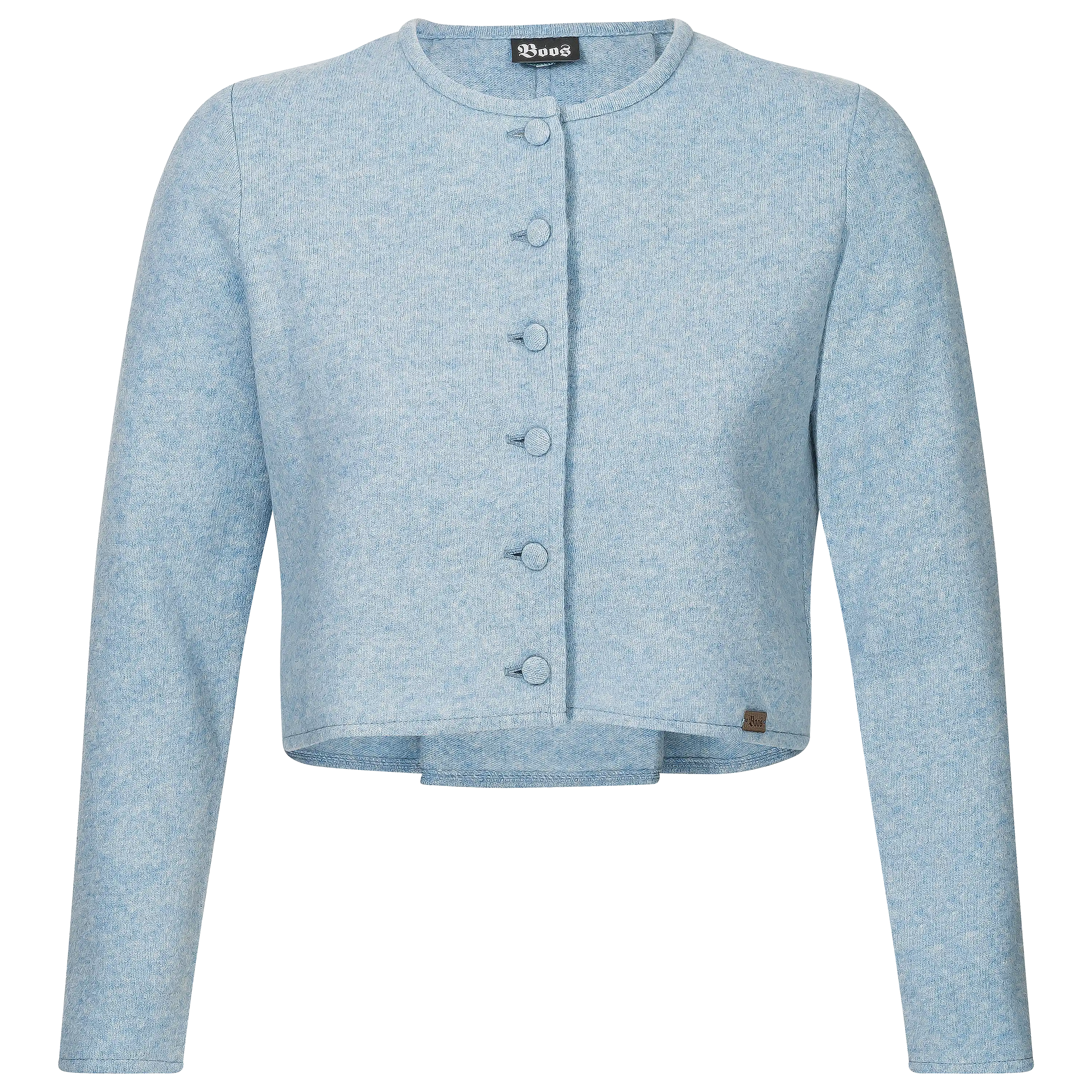 Hellblaue Strickjacke von Boos für professionelle Produktfotografie von Kleidung durch die PRO-ducto GmbH.