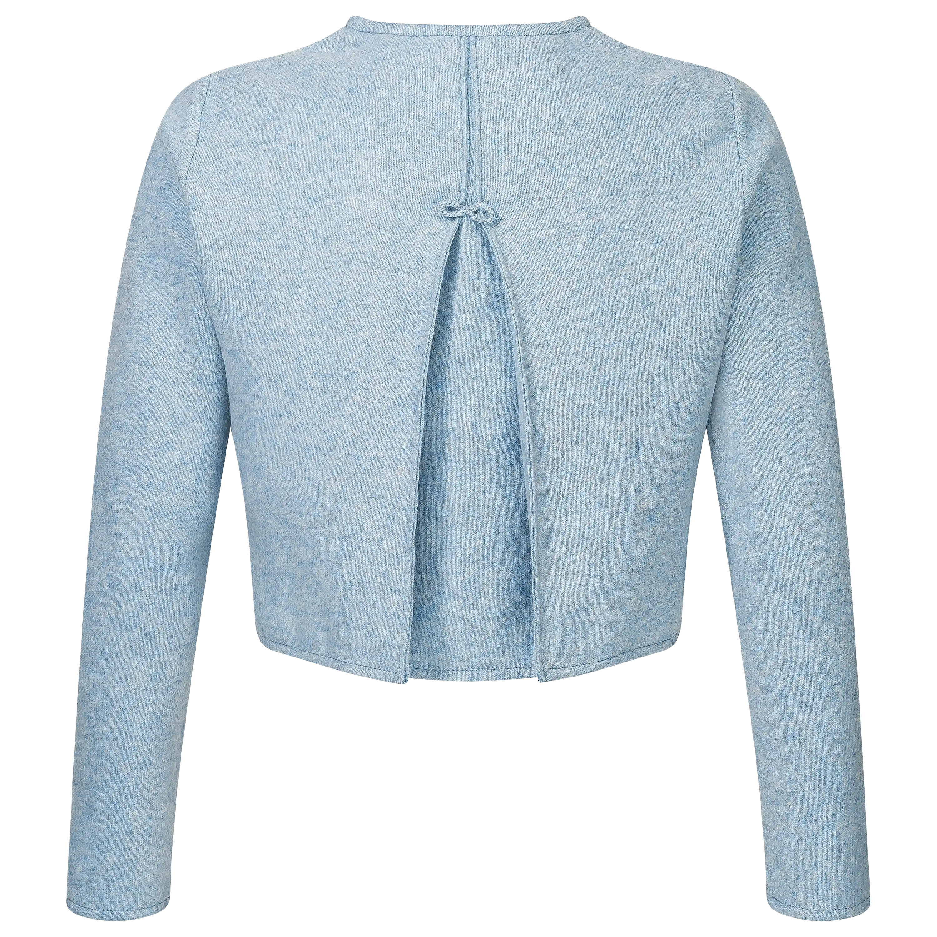 Hellblauer Strickpullover mit Rückenschlitz für professionelle Produktfotografie von PRO-ducto GmbH.