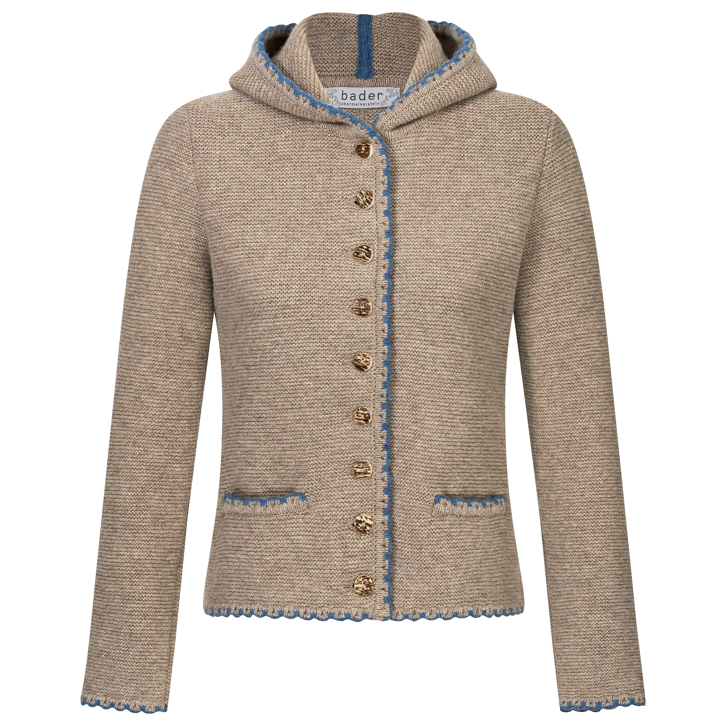 Beige Strickjacke mit Kapuze für professionelle Produktfotografie von PRO-ducto GmbH bei der Textilfotografie.