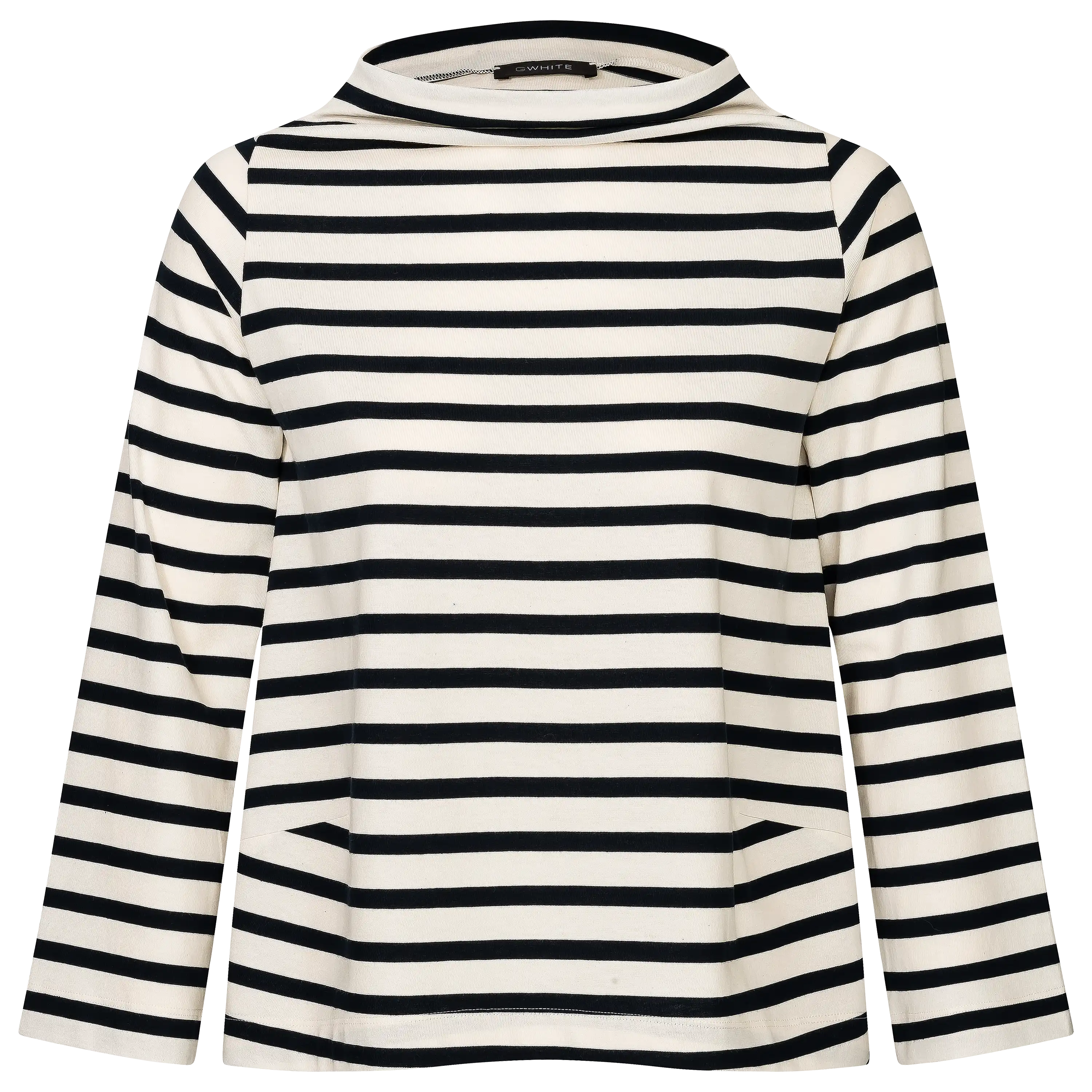Professionelle Produktfotografie eines gestreiften Langarmshirts als Freisteller. Hochwertige Textilfotografie für Bekleidung im Online-Shop. PRO-ducto GmbH