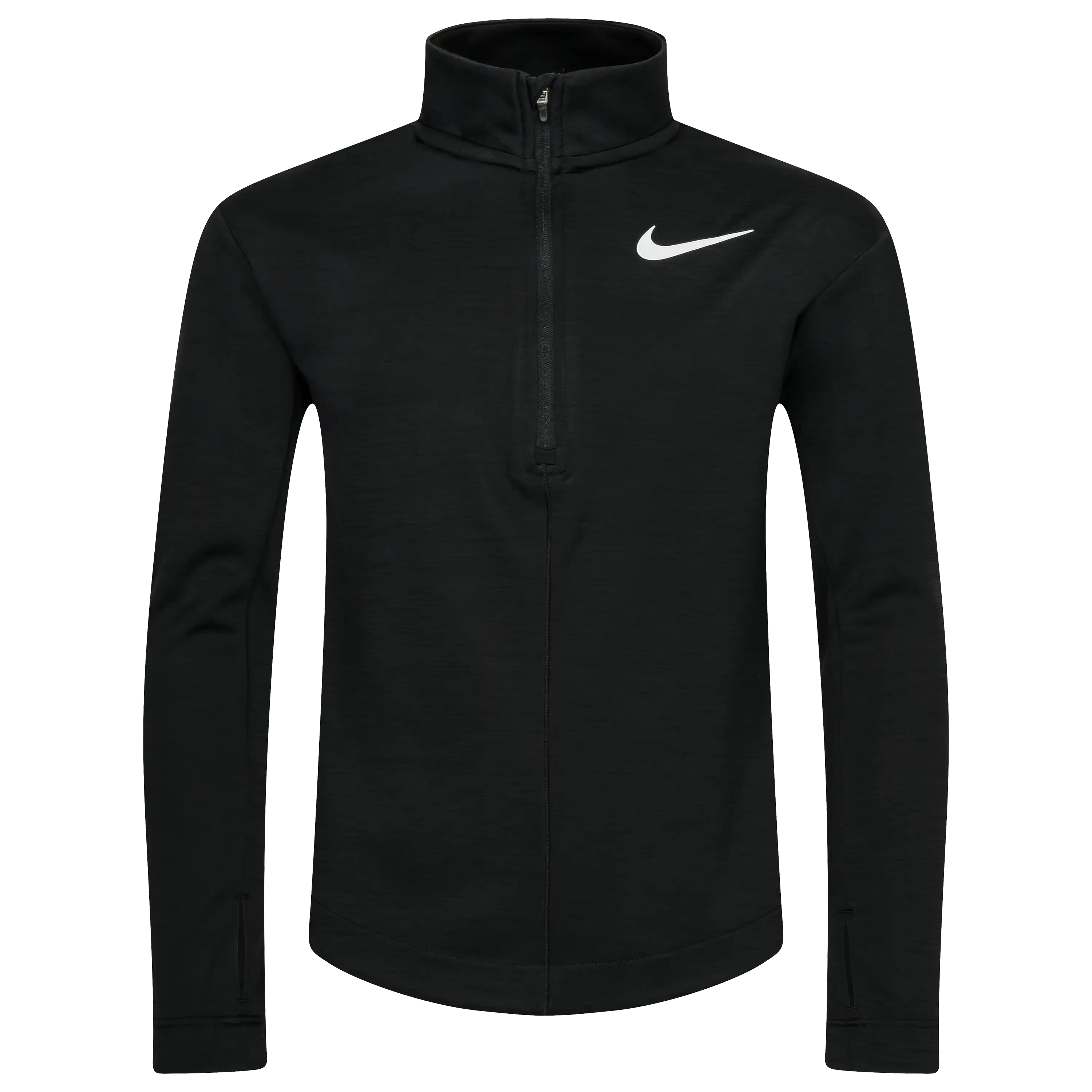 Schwarzes Nike Langarmshirt mit Reißverschluss für die professionelle Produktfotografie von Bekleidung durch die PRO-ducto GmbH erstellt.