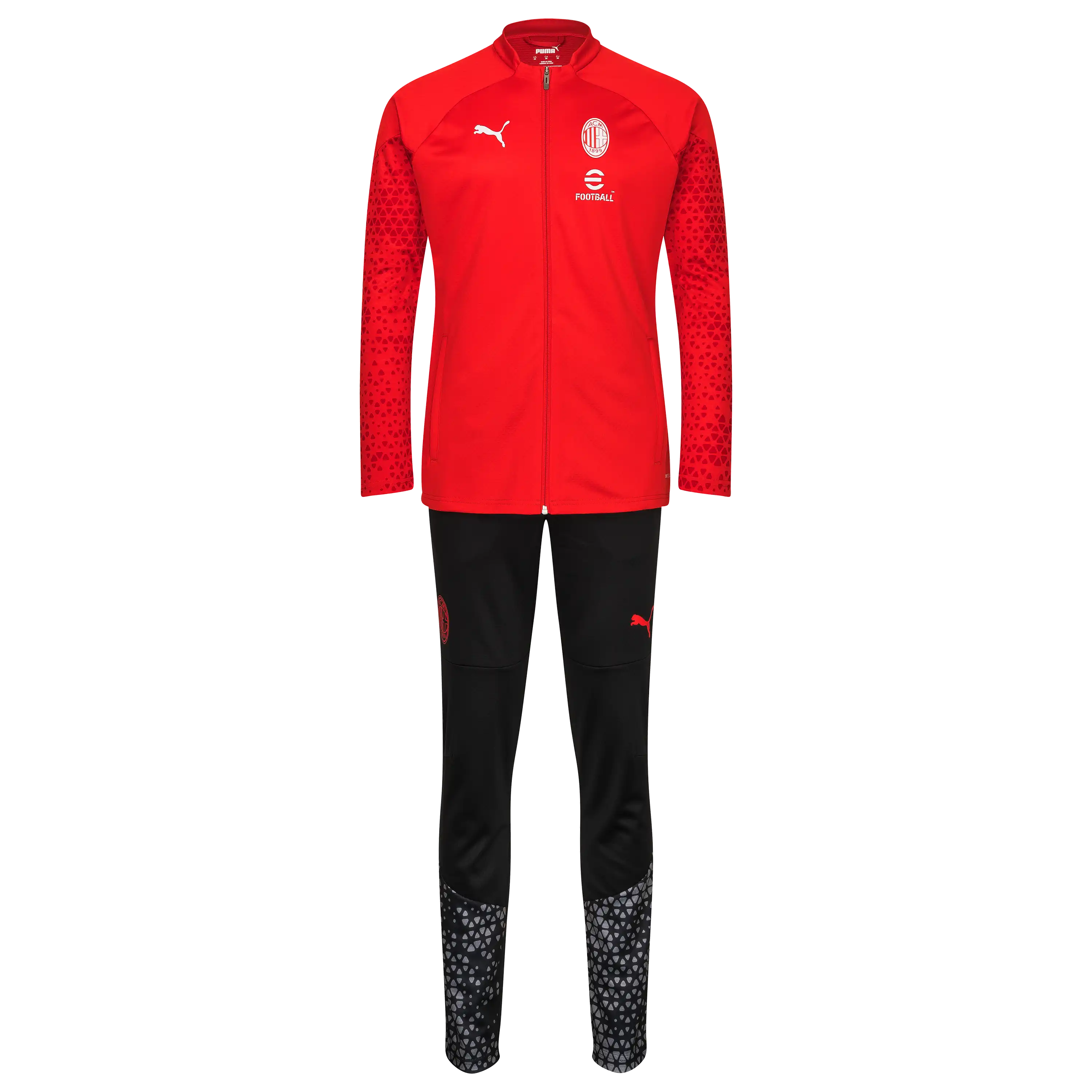 Professionelle Produktfotografie eines AC Mailand Trainingsanzugs von Puma. Bei PRO-ducto GmbH Bekleidung fotografieren lassen für hochwertige Textilfotografie.