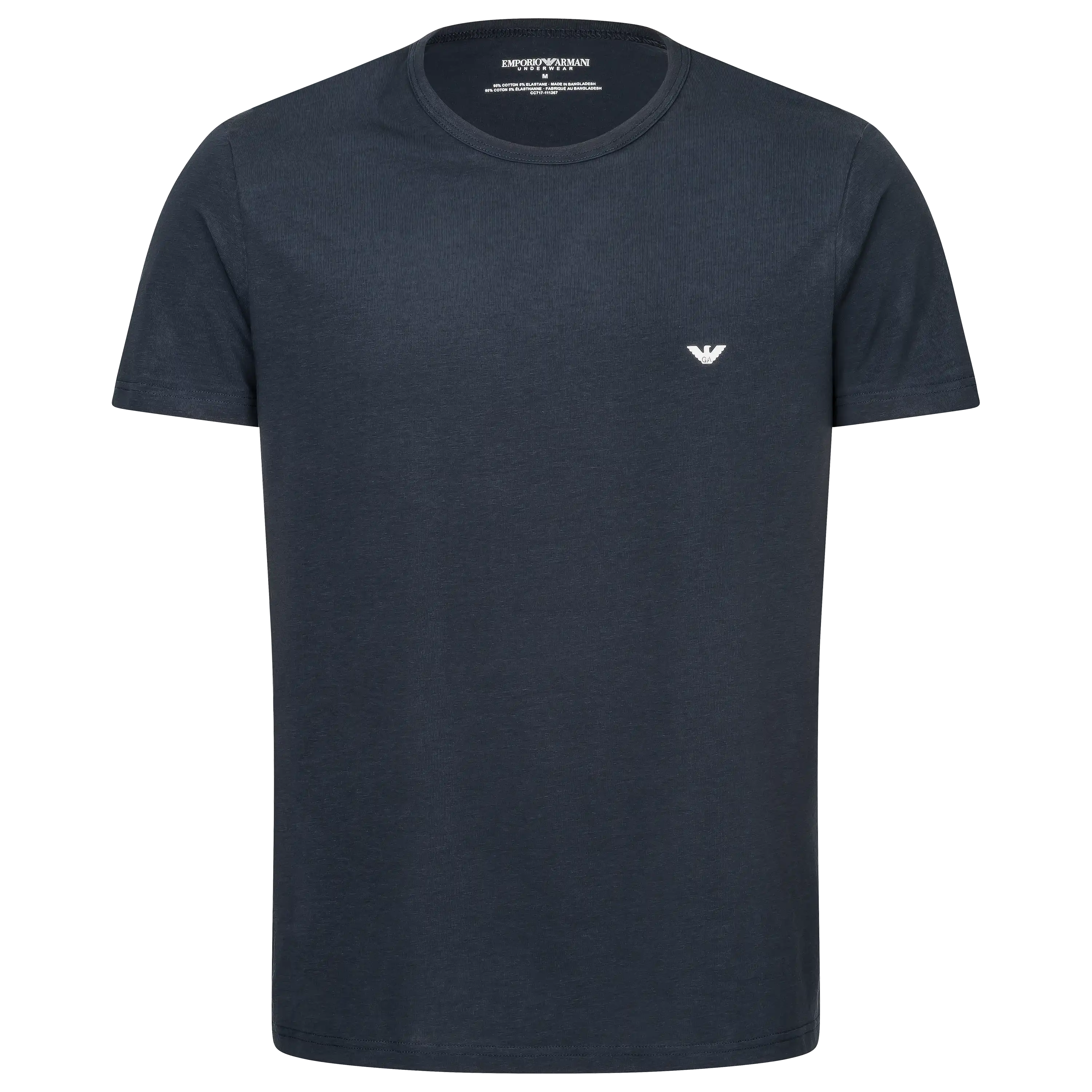 Dunkelblaues Emporio Armani T-Shirt für professionelle Produktfotografie von der PRO-ducto GmbH in Szene gesetzt.