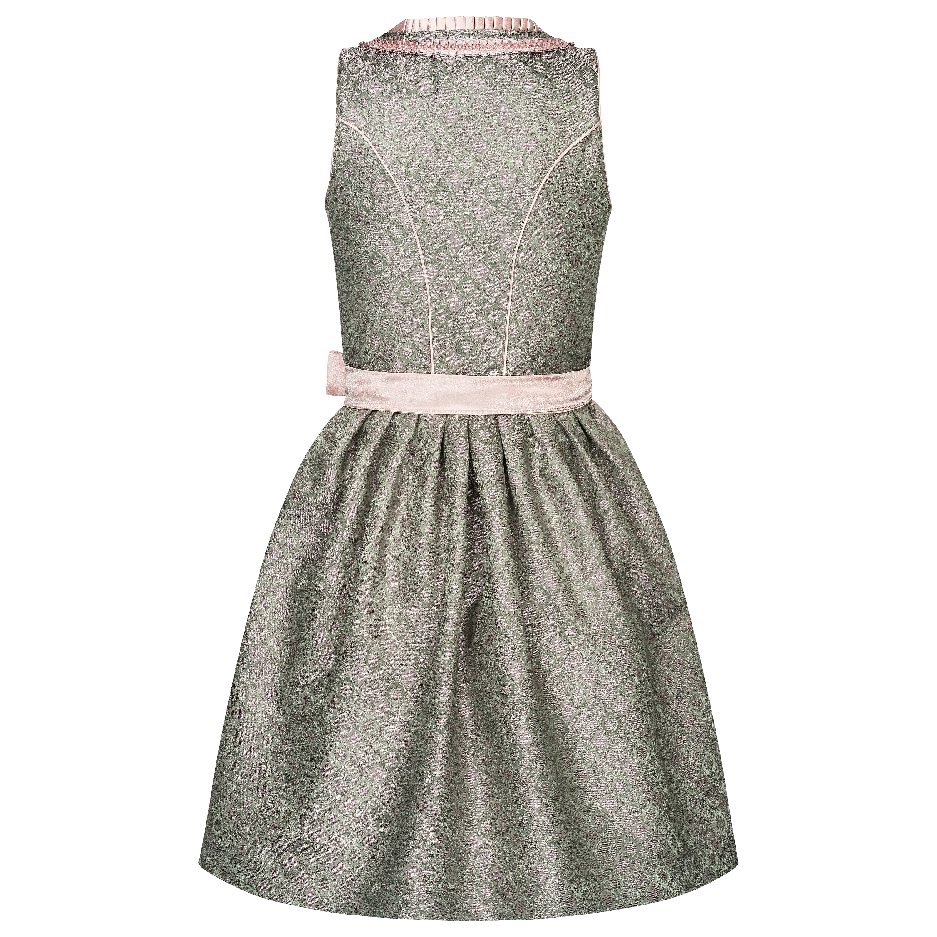Professionelle Produktfotografie eines grünen Dirndls mit rosa Schleife für die Textilfotografie von PRO-ducto GmbH.