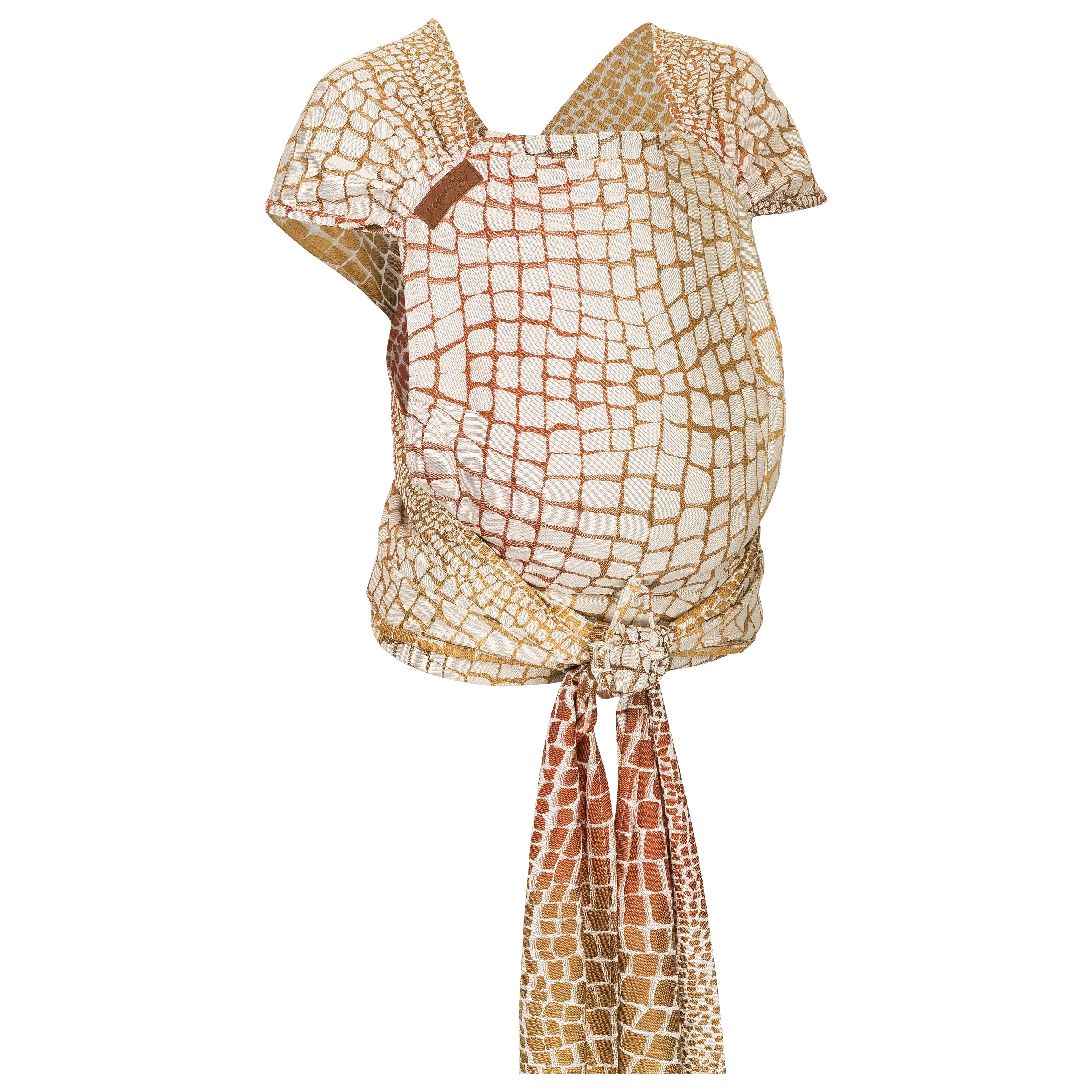 Professionelle Produktfotografie einer Babytrage mit Krokodilmuster. Bei PRO-ducto GmbH Textilfotografie für hochwertige Bekleidung fotografieren lassen.