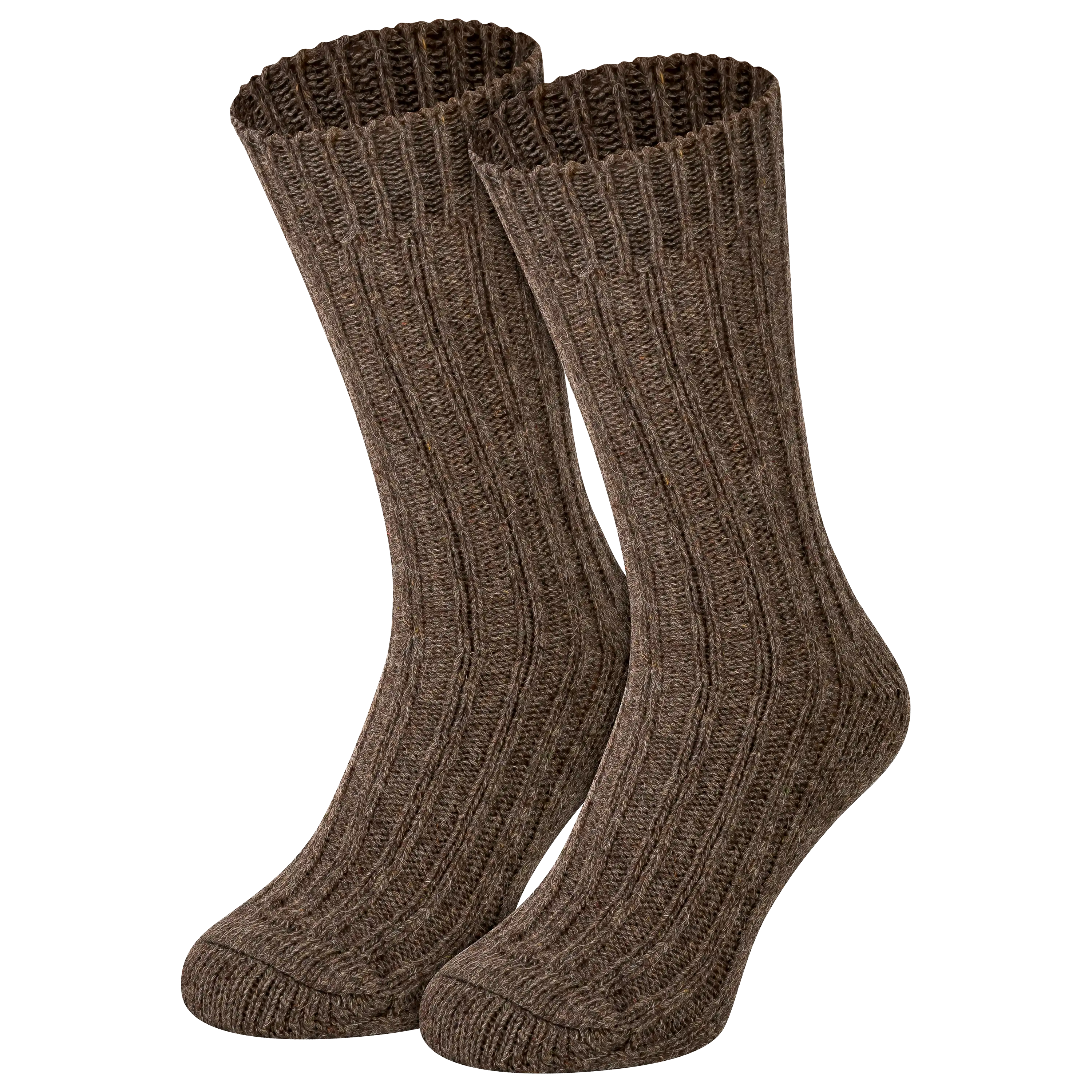 Professionelle Produktfotografie von braunen Wollsocken im Rippstrickmuster. Ideal für Textilfotografie und hochwertige Produktbilder von PRO-ducto GmbH.