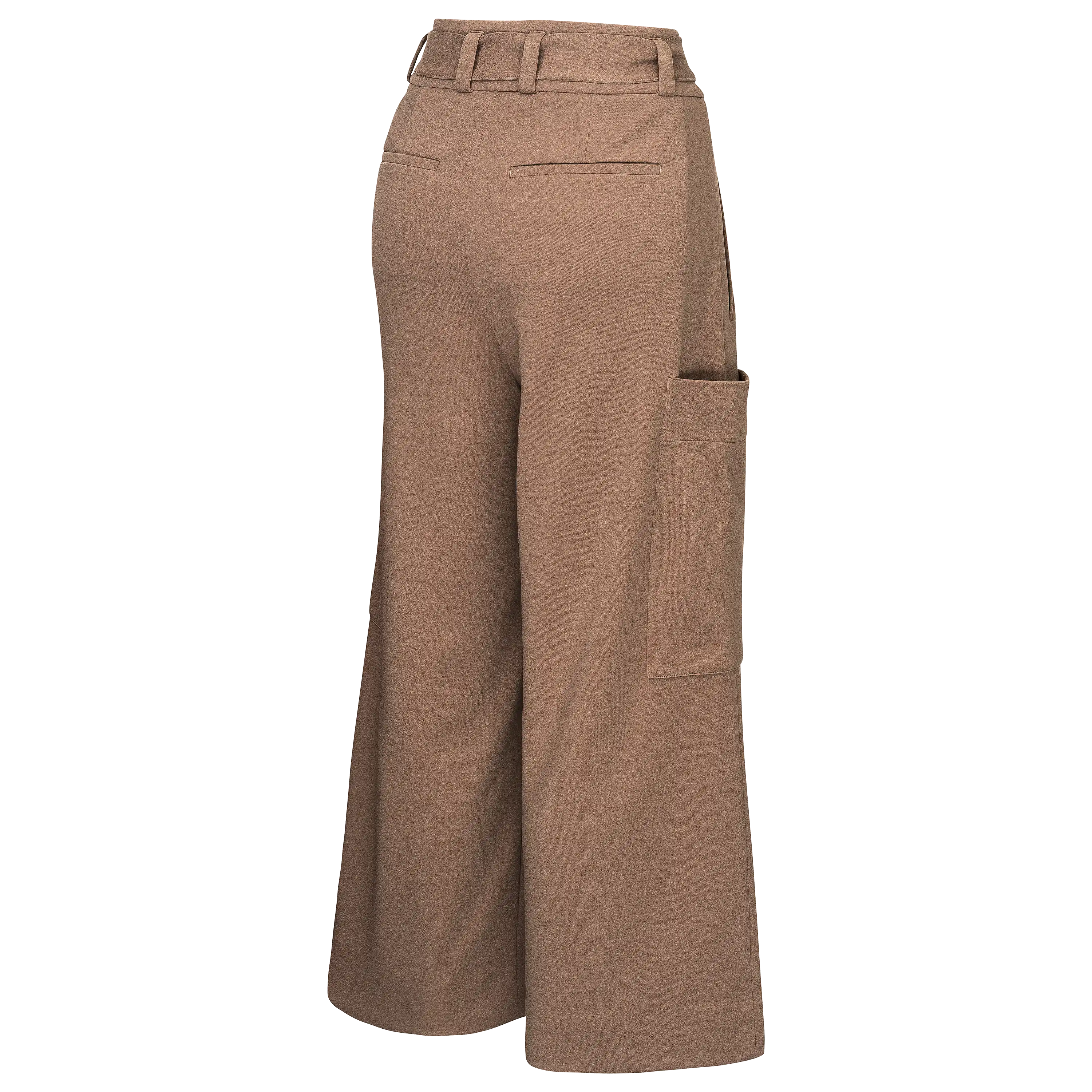 Professionelle Produktfotografie einer braunen Damen-Stoffhose als Freisteller. Hochwertige Textilfotografie für Bekleidung im Online-Shop. PRO-ducto GmbH