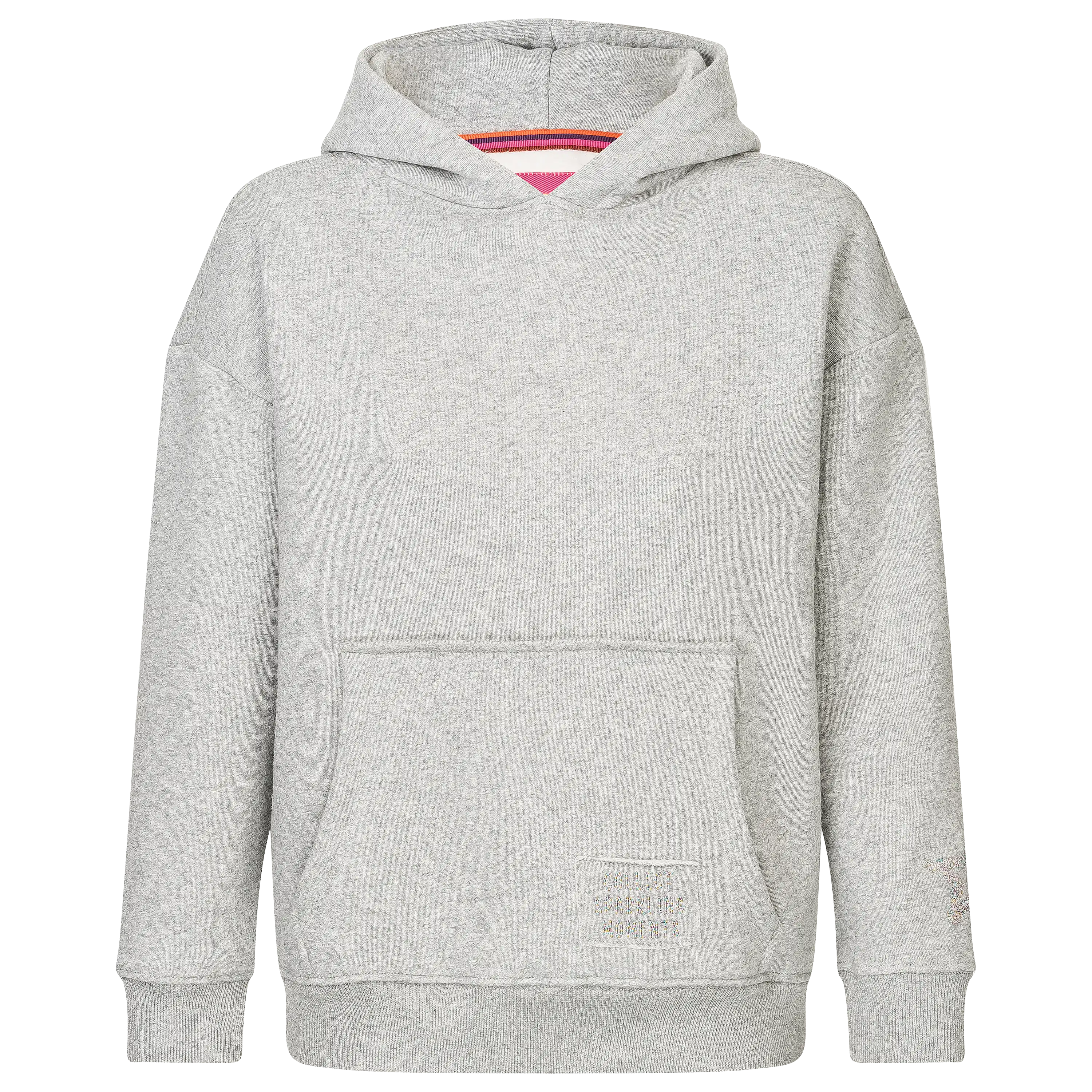 Grauer Kapuzenpullover für die professionelle Produktfotografie von PRO-ducto GmbH. Hochwertige Textilfotografie für Bekleidung mit Kängurutasche.