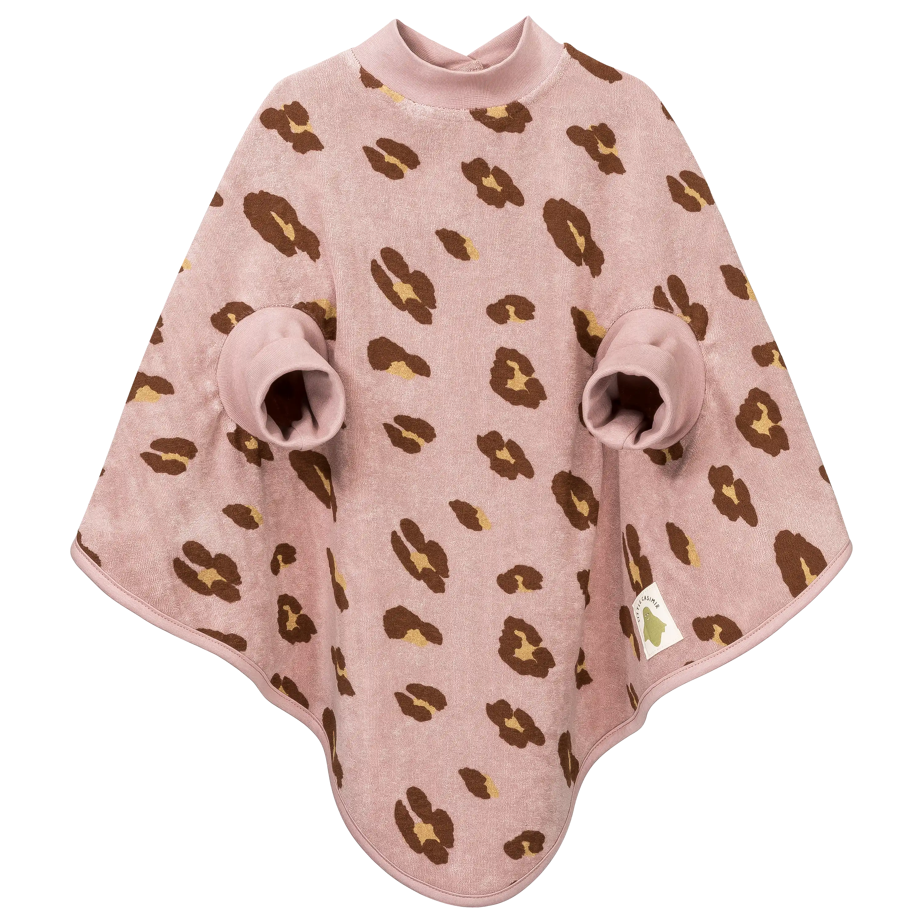 Professionelle Produktfotografie von PRO-ducto GmbH: Ein rosa Kinder-Poncho mit Leopardenmuster für hochwertige Textilfotografie und Produktbilder.
