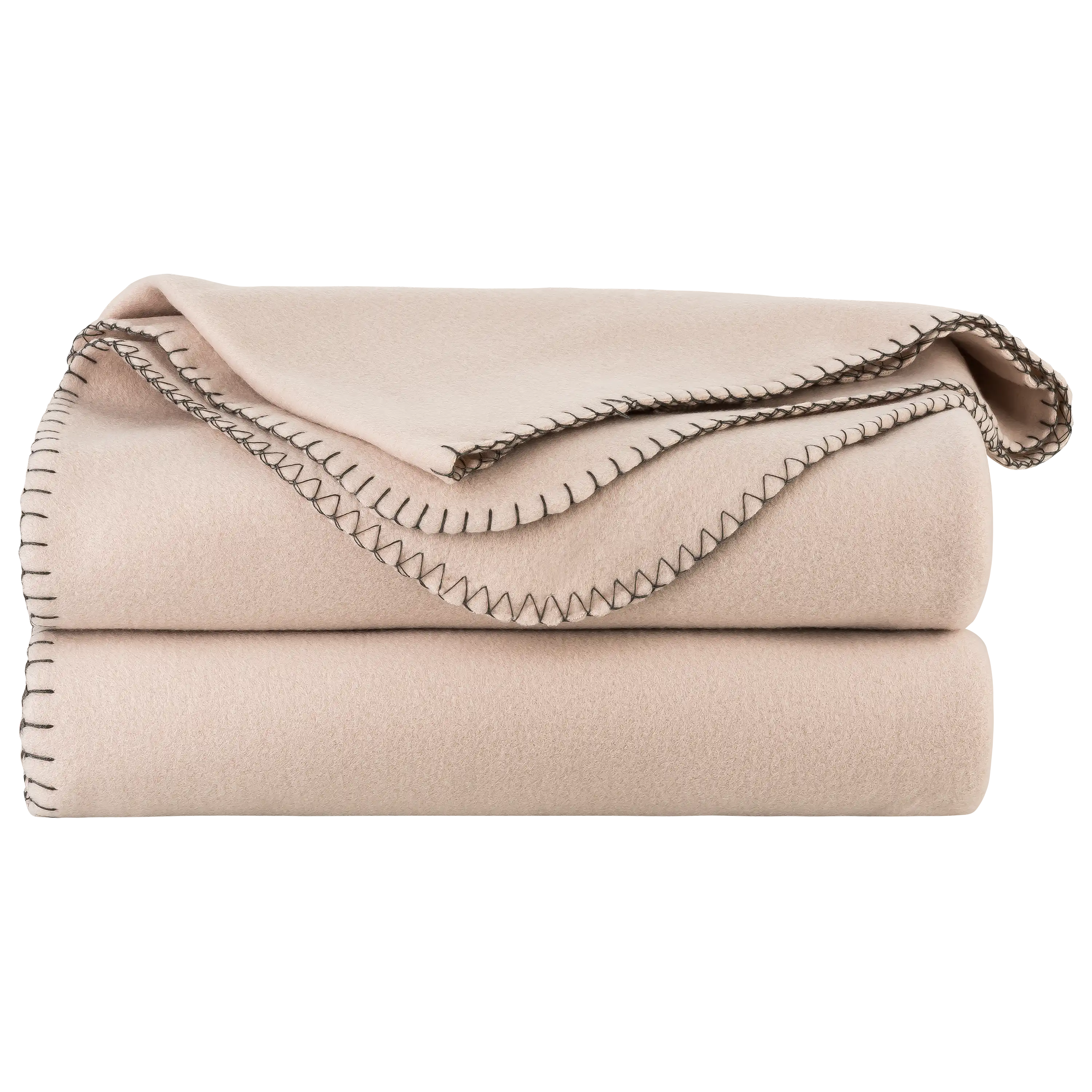 Beige Fleecedecke mit Ziernaht für professionelle Produktfotografie von PRO-ducto GmbH, ideal für Textilfotografie.