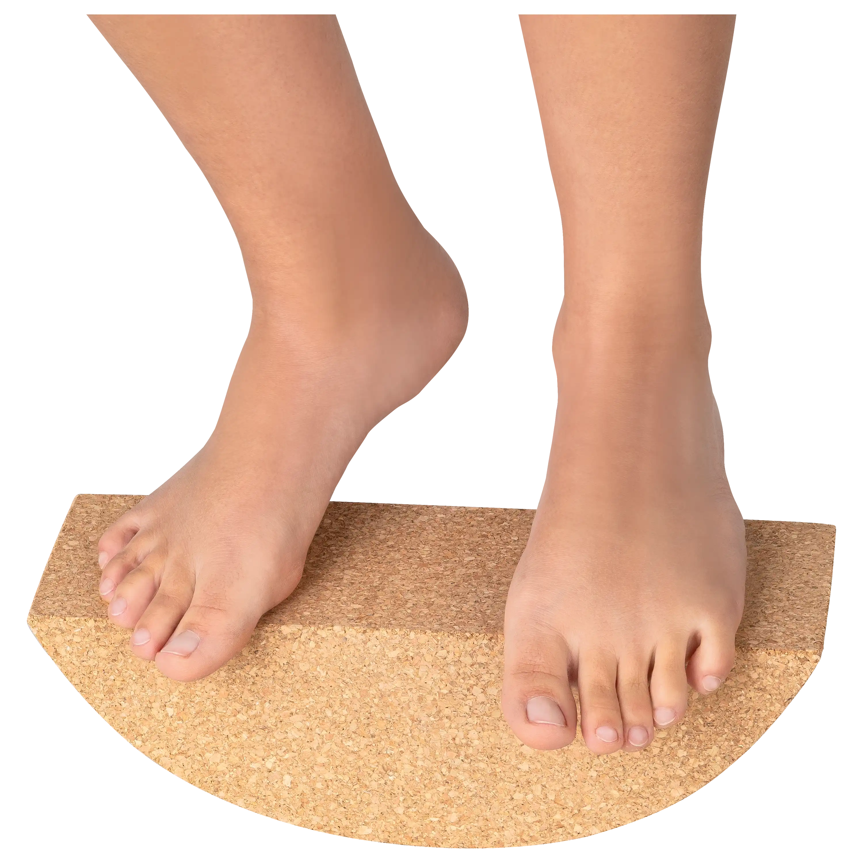 PRO-ducto GmbH Professionelle Produktfotografie: Füße auf einem halbrunden Kork-Balance-Board als Freisteller. Hochwertige Produktbilder erstellen lassen für mehr Umsatz. Produktfotografie