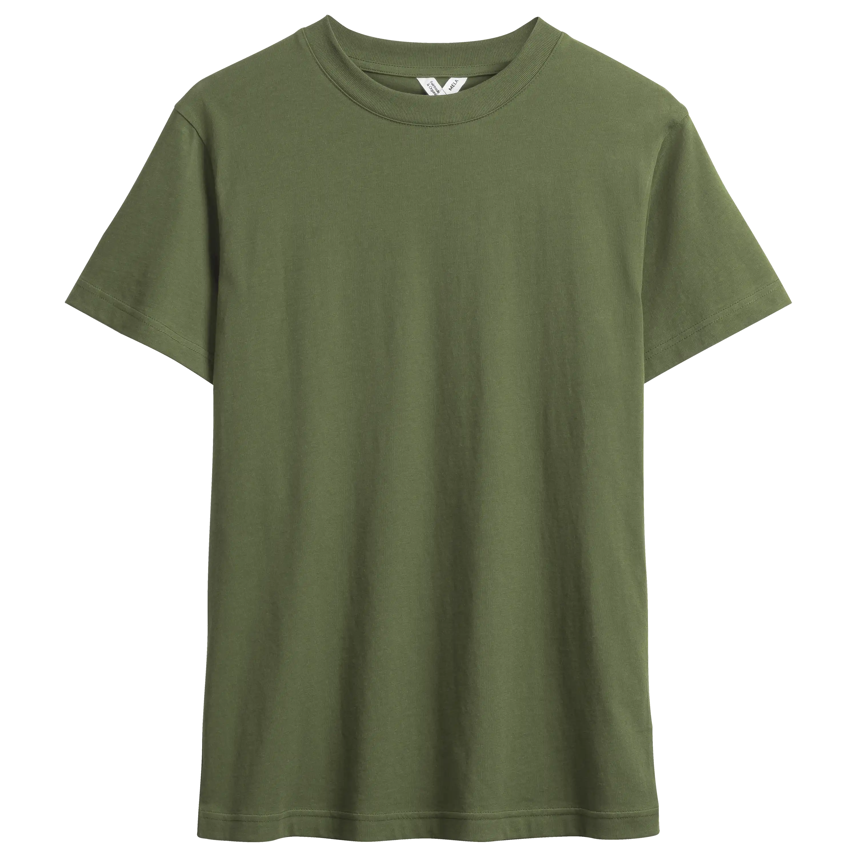 Professionelle Produktfotografie eines olivgrünen T-Shirts für die Textilfotografie von der PRO-ducto GmbH.