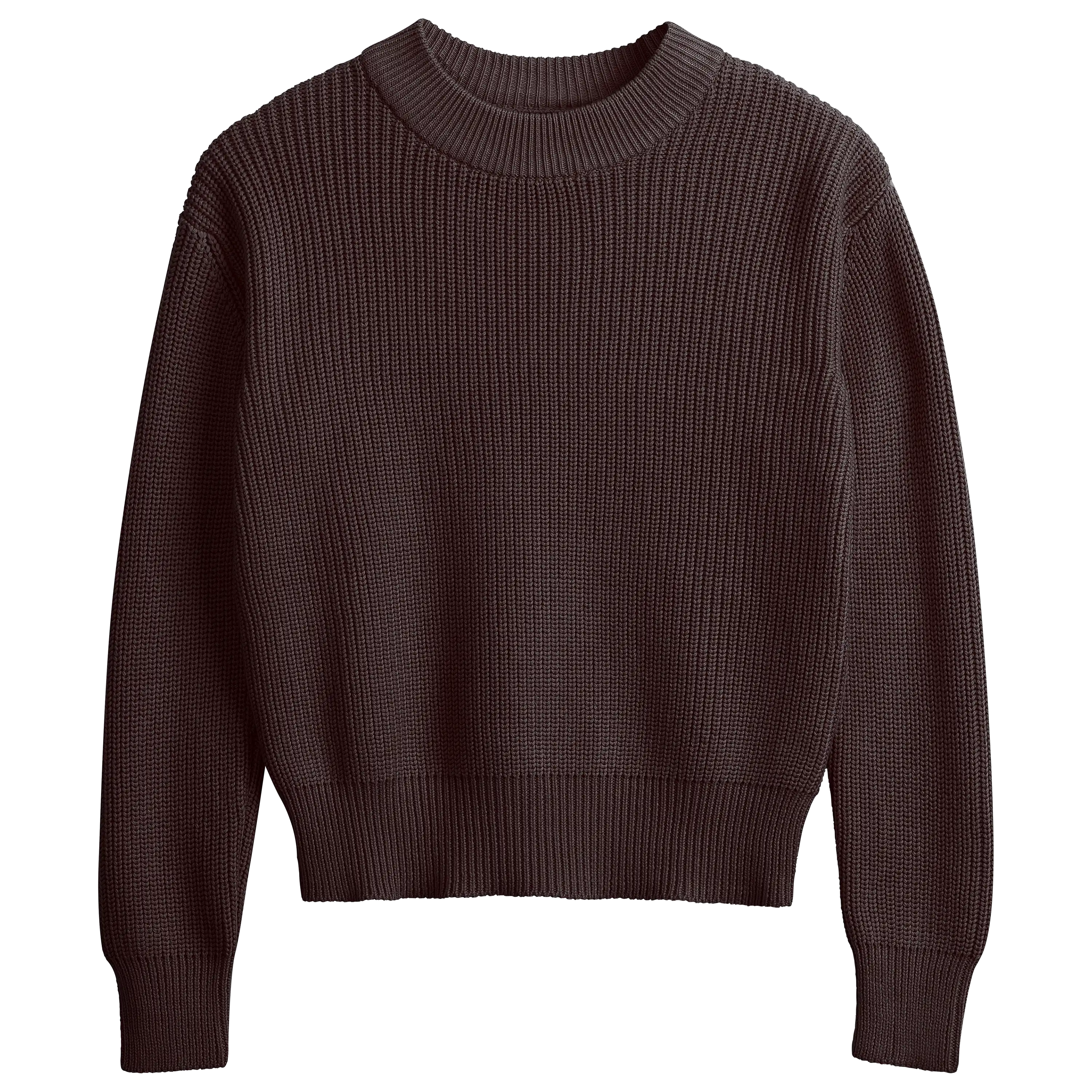 Dunkelbrauner Strickpullover für professionelle Produktfotografie von PRO-ducto GmbH. Hochwertige Textilfotografie für Bekleidung und Mode.
