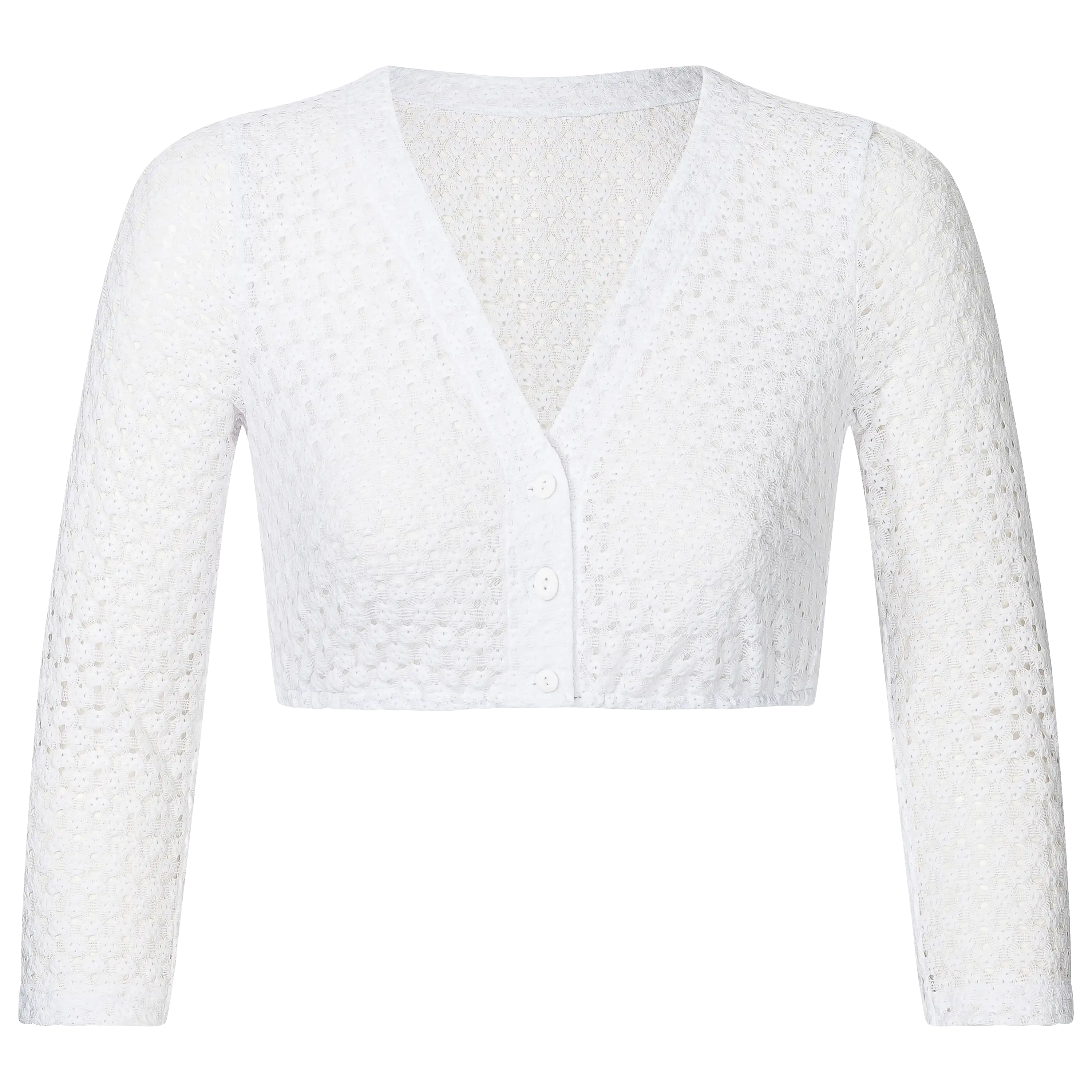 Weiße Spitzenjacke für die professionelle Produktfotografie von Bekleidung durch PRO-ducto GmbH.
