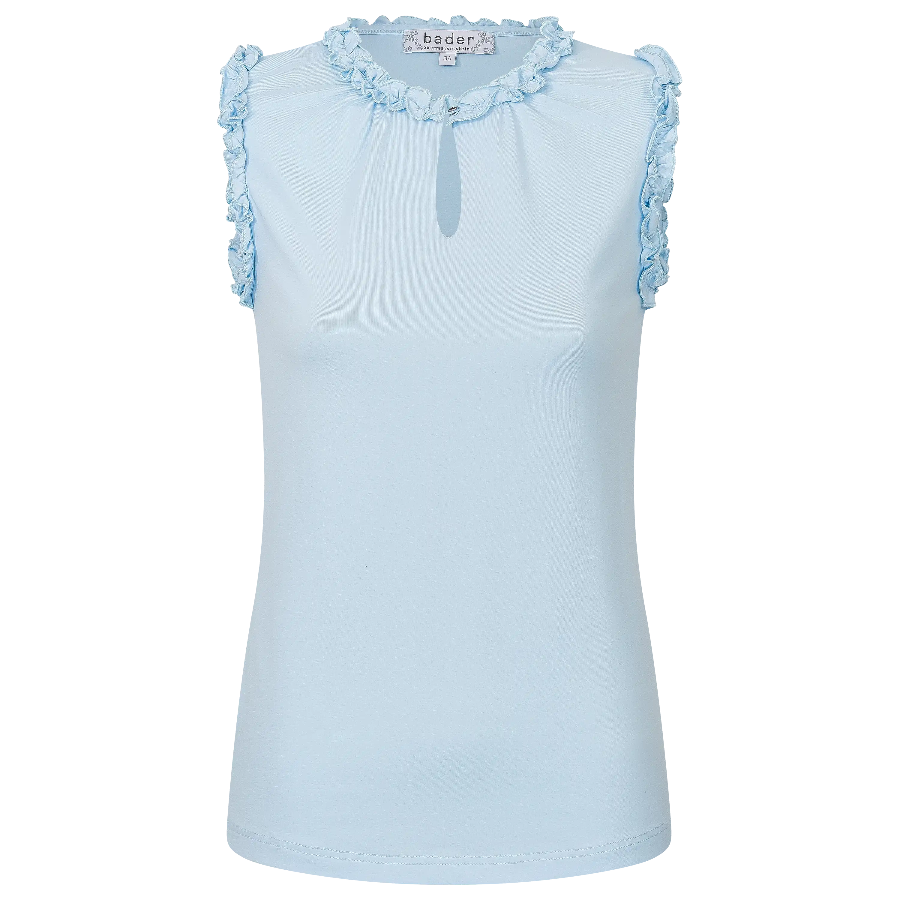 Hellblaues ärmelloses Damen-Top als Freisteller für Produktfotografie. Professionelle Hollowman Fotografie für mehr Sichtbarkeit und Umsatz. PRO-ducto GmbH