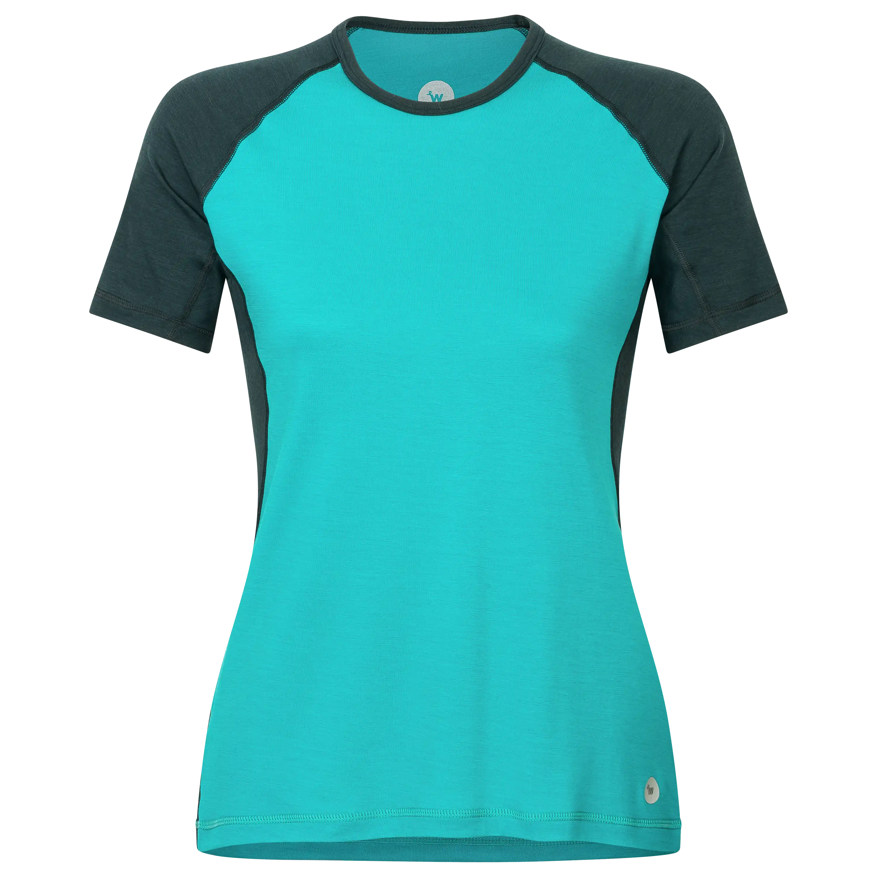 Professionelle Produktfotografie eines türkisen Damen-T-Shirts mit dunklen Ärmeln für den Online-Shop von PRO-ducto.