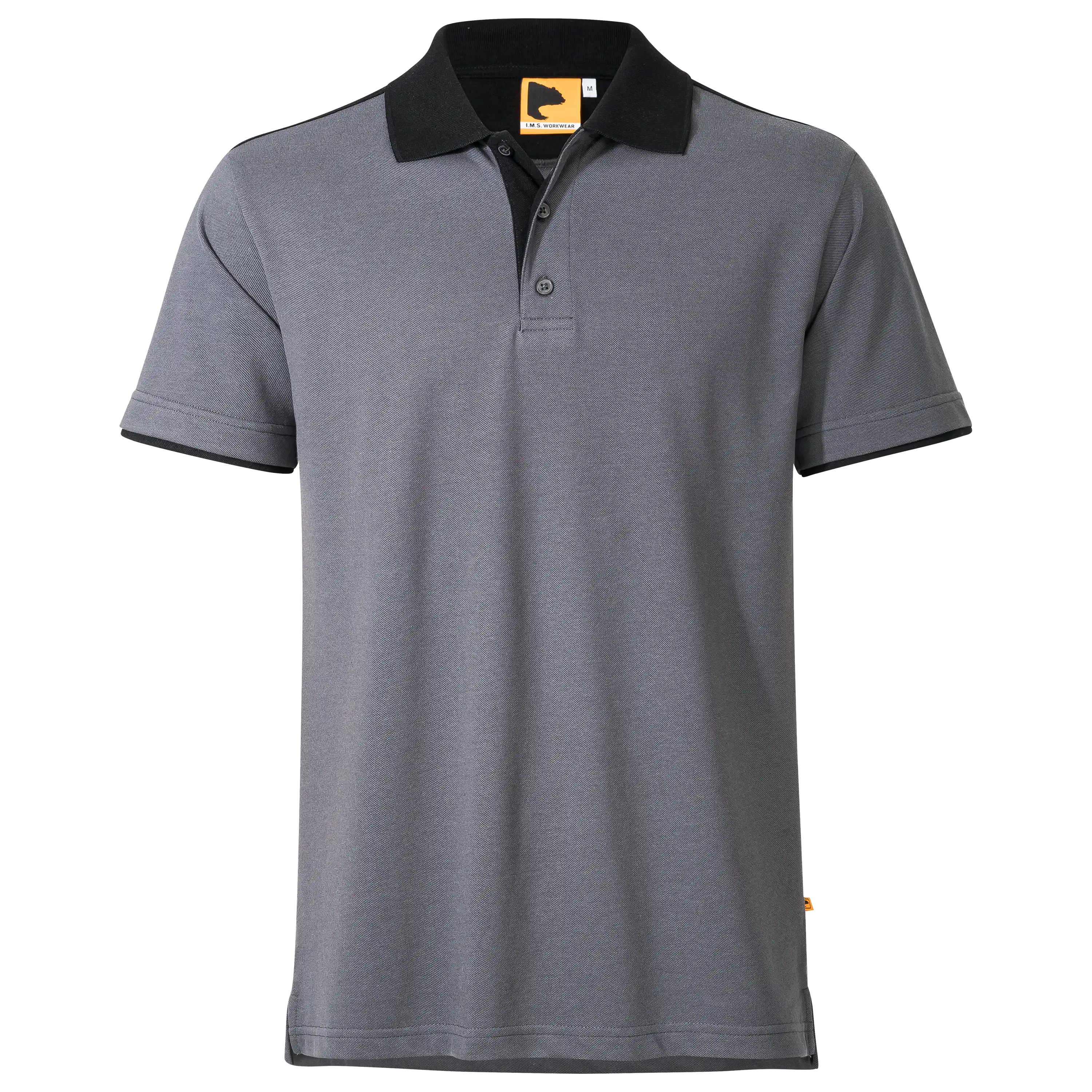 Graues Poloshirt mit schwarzem Kragen für professionelle Produktfotografie von PRO-ducto GmbH Textilfotografie.