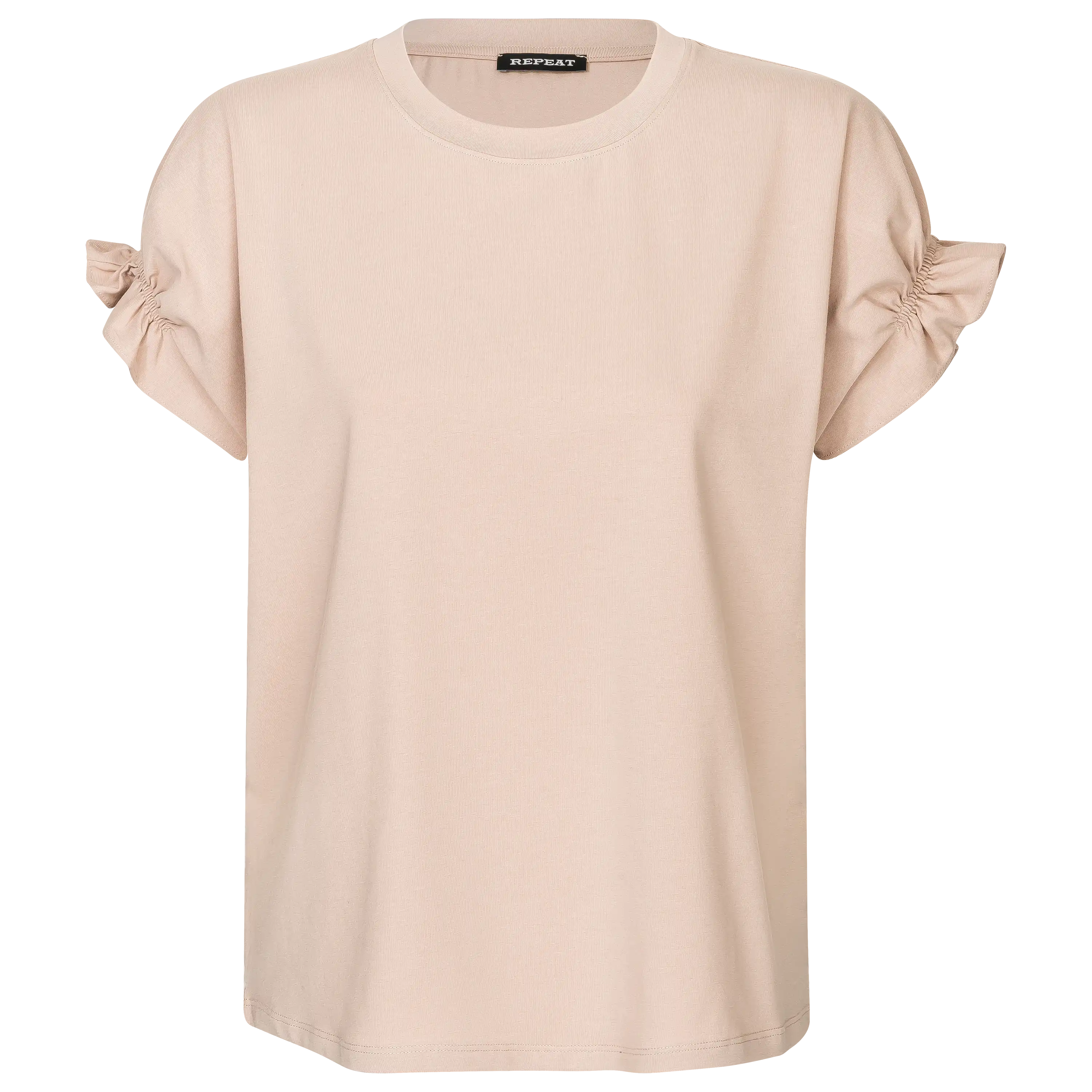 Beiges REPEAT T-Shirt als professioneller Freisteller. Hochwertige Produktfotografie für mehr Sichtbarkeit durch Hollowman Fotografie erstellt. PRO-ducto GmbH