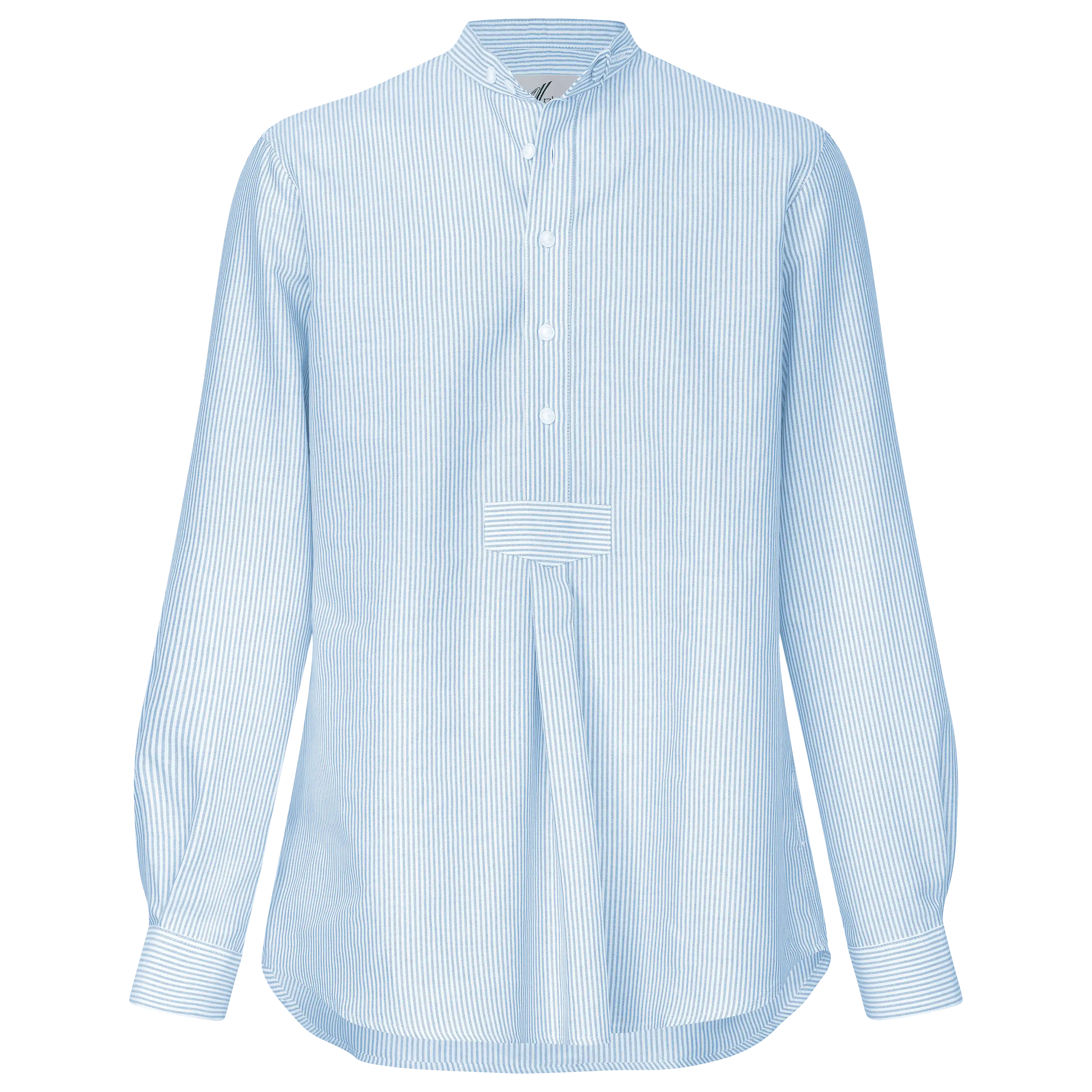 Professionelle Produktfotografie: Ein hellblau gestreiftes Herrenhemd als Freisteller im Hollowman-Stil für mehr Sichtbarkeit und Umsatz im Online-Shop. PRO-ducto GmbH