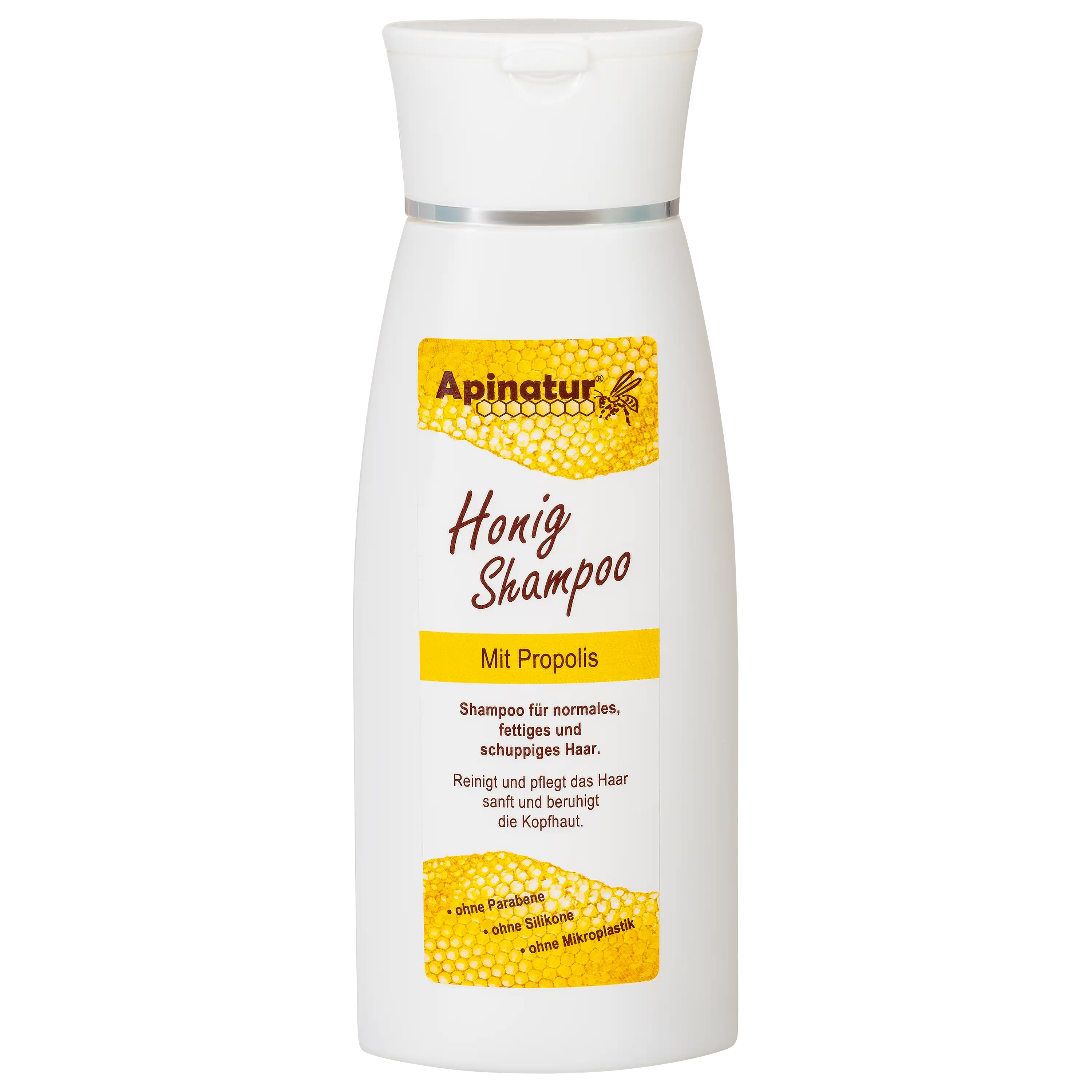 Weiße Flasche Apinatur Honig Shampoo mit Propolis für professionelle Produktfotos von der PRO-ducto GmbH.