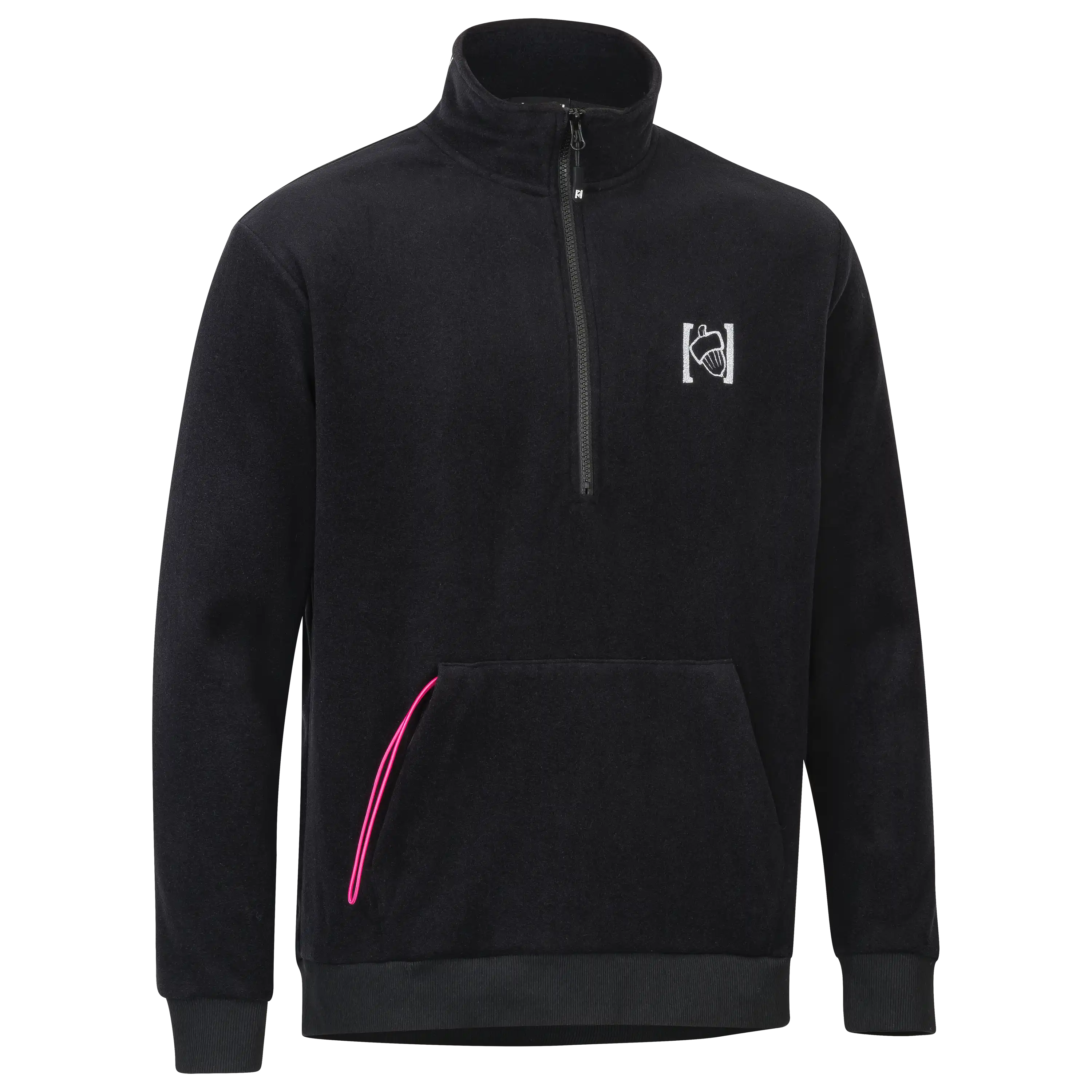 Professionelle Produktfotografie: Schwarzer Fleece-Pullover mit Reißverschluss als Freisteller. Hochwertige Textilfotografie für Ihren Onlineshop. PRO-ducto GmbH