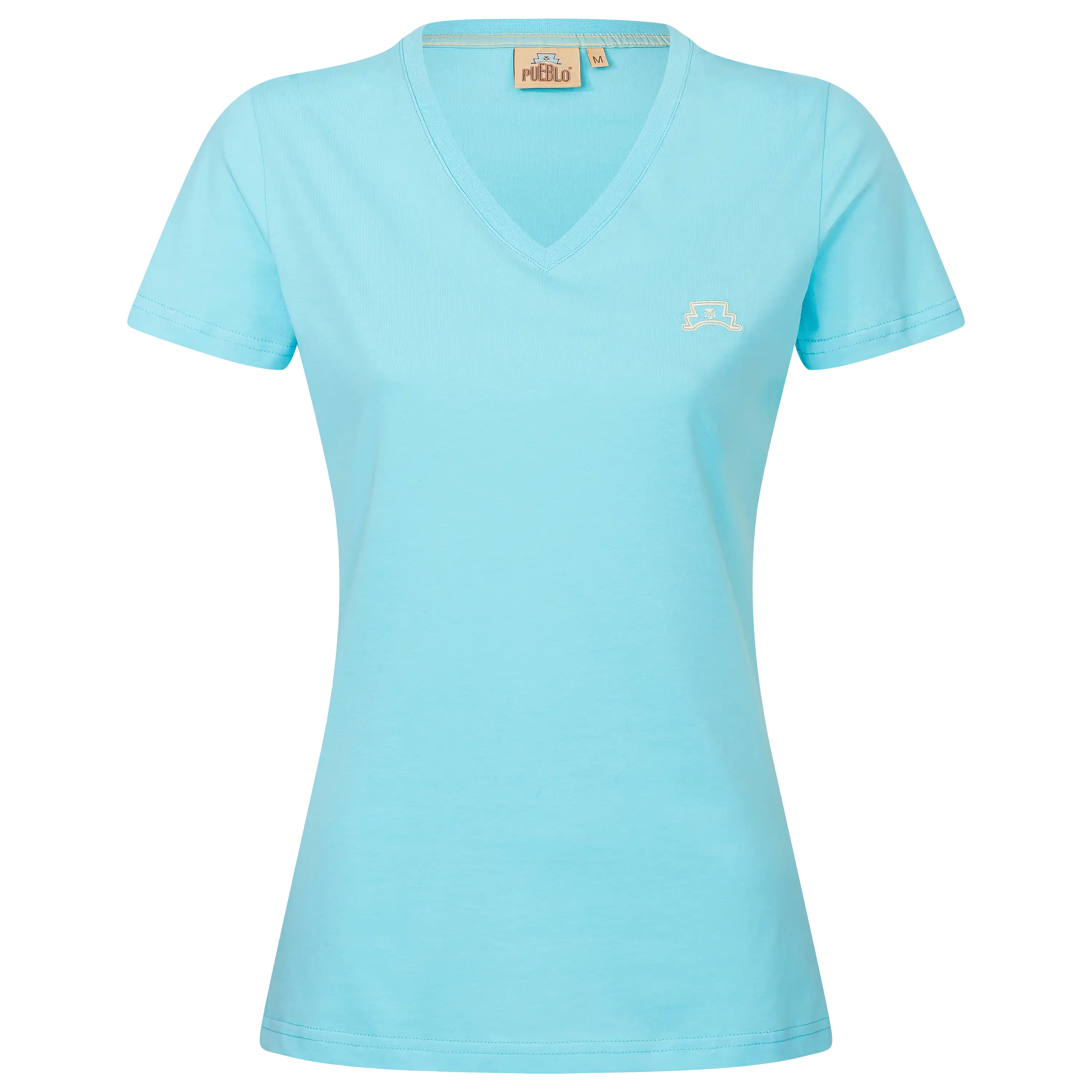Hellblaues T-Shirt mit V-Ausschnitt von PUEBLO für professionelle Produktfotografie von PRO-ducto GmbH.