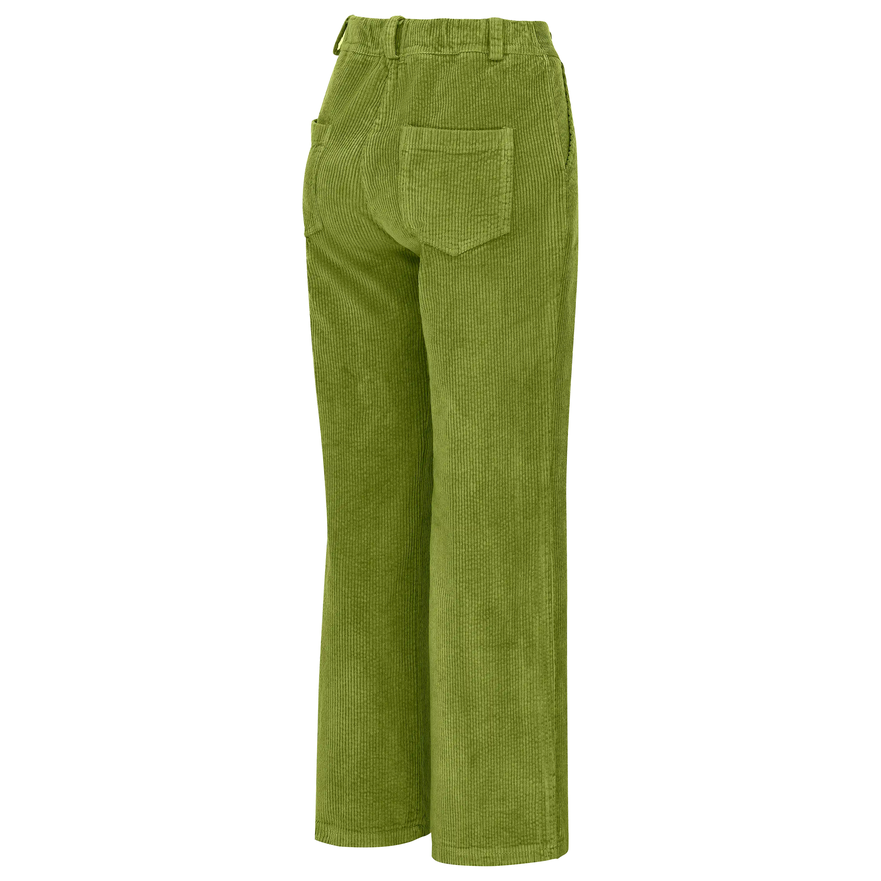 Professionelle Produktfotografie einer grünen Cordhose als Freisteller. Hollowman Fotografie hilft, hochwertige Produktbilder erstellen zu lassen. PRO-ducto GmbH