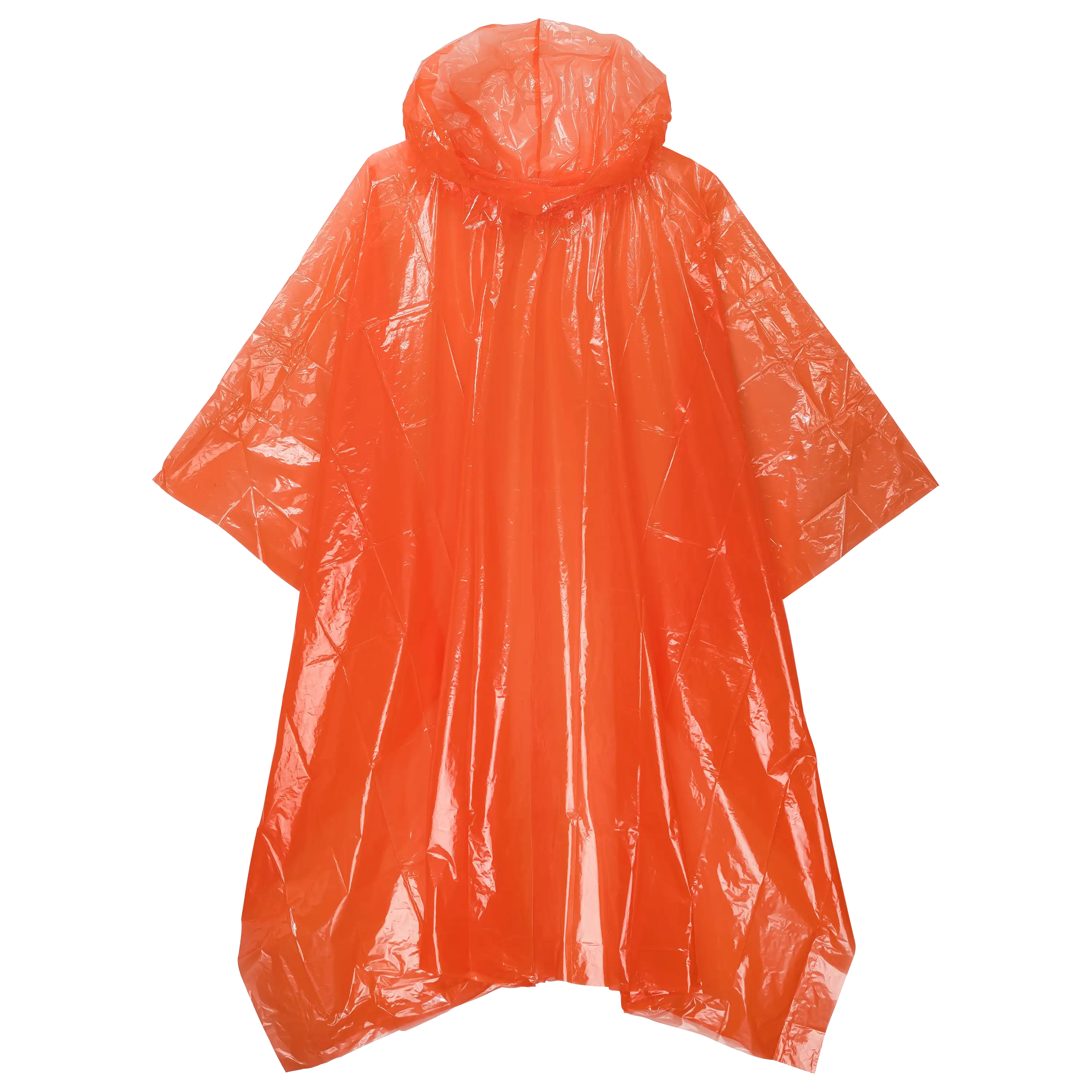 Ein leuchtend orangefarbener Regenponcho aus Kunststoff für die professionelle Produktfotografie von PRO-ducto GmbH, ideal für Textilfotografie.