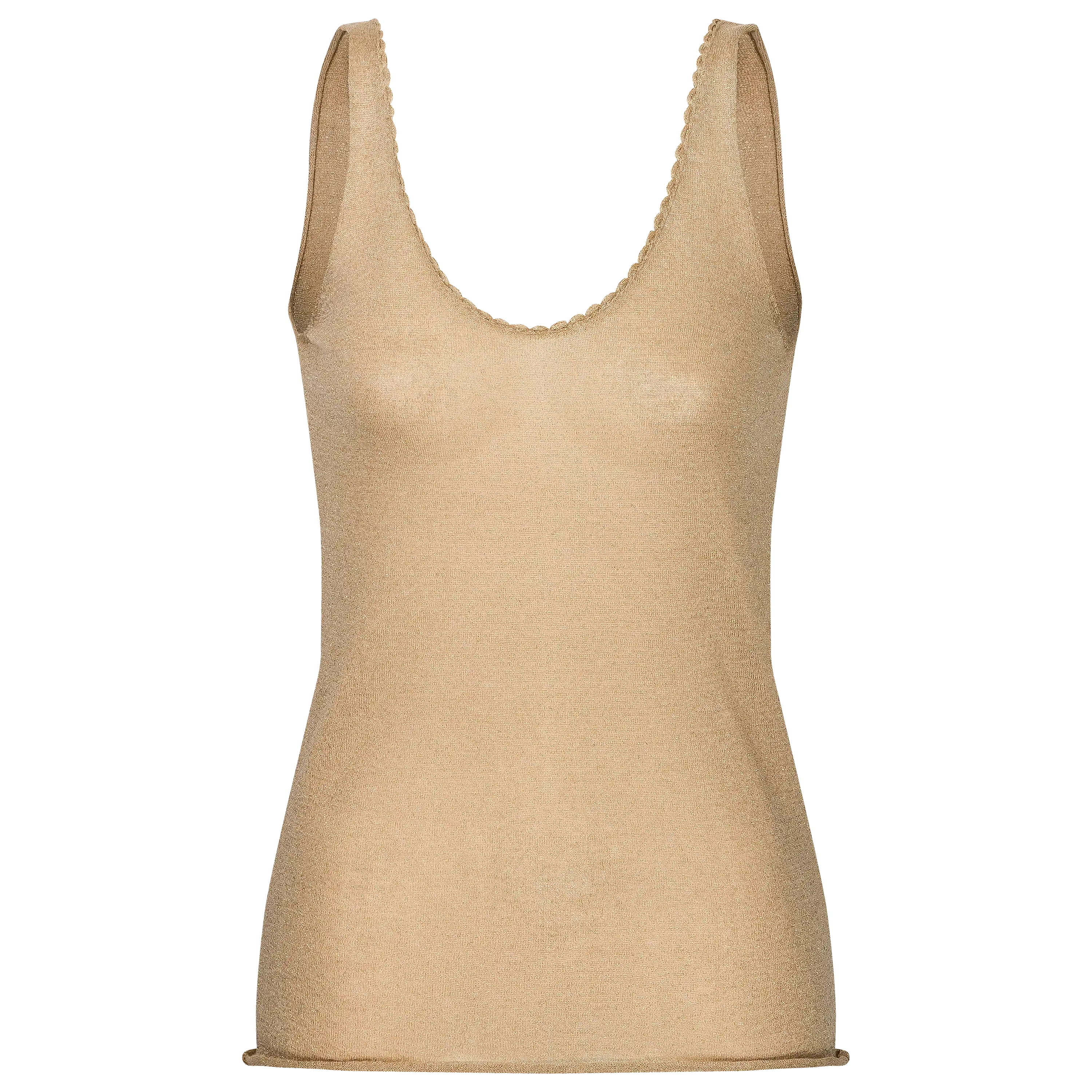 Beiges Tanktop für professionelle Produktfotografie von PRO-ducto GmbH, ideal um Bekleidung fotografieren zu lassen.