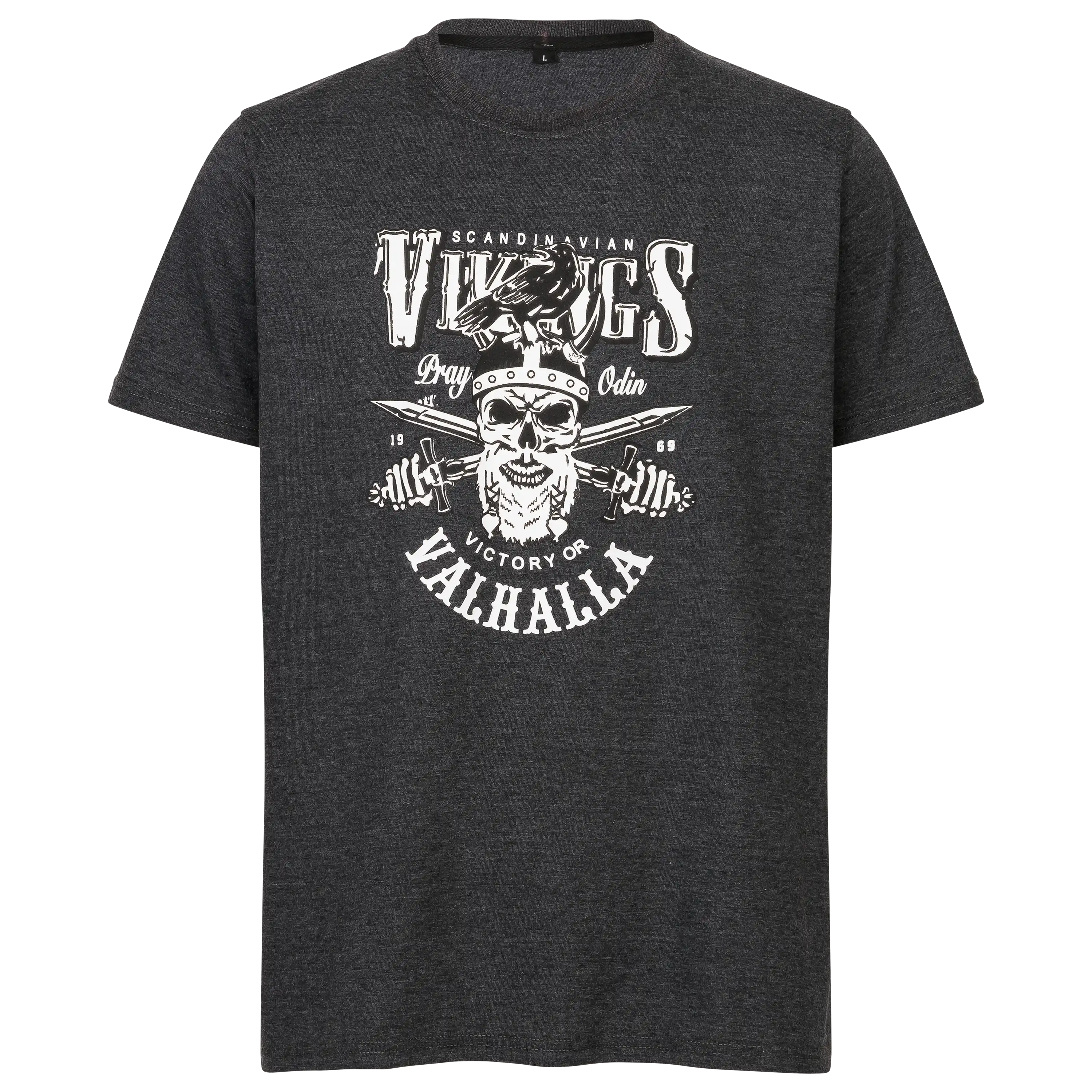 Dunkelgraues T-Shirt mit Wikinger-Print für professionelle Produktfotografie von PRO-ducto GmbH.