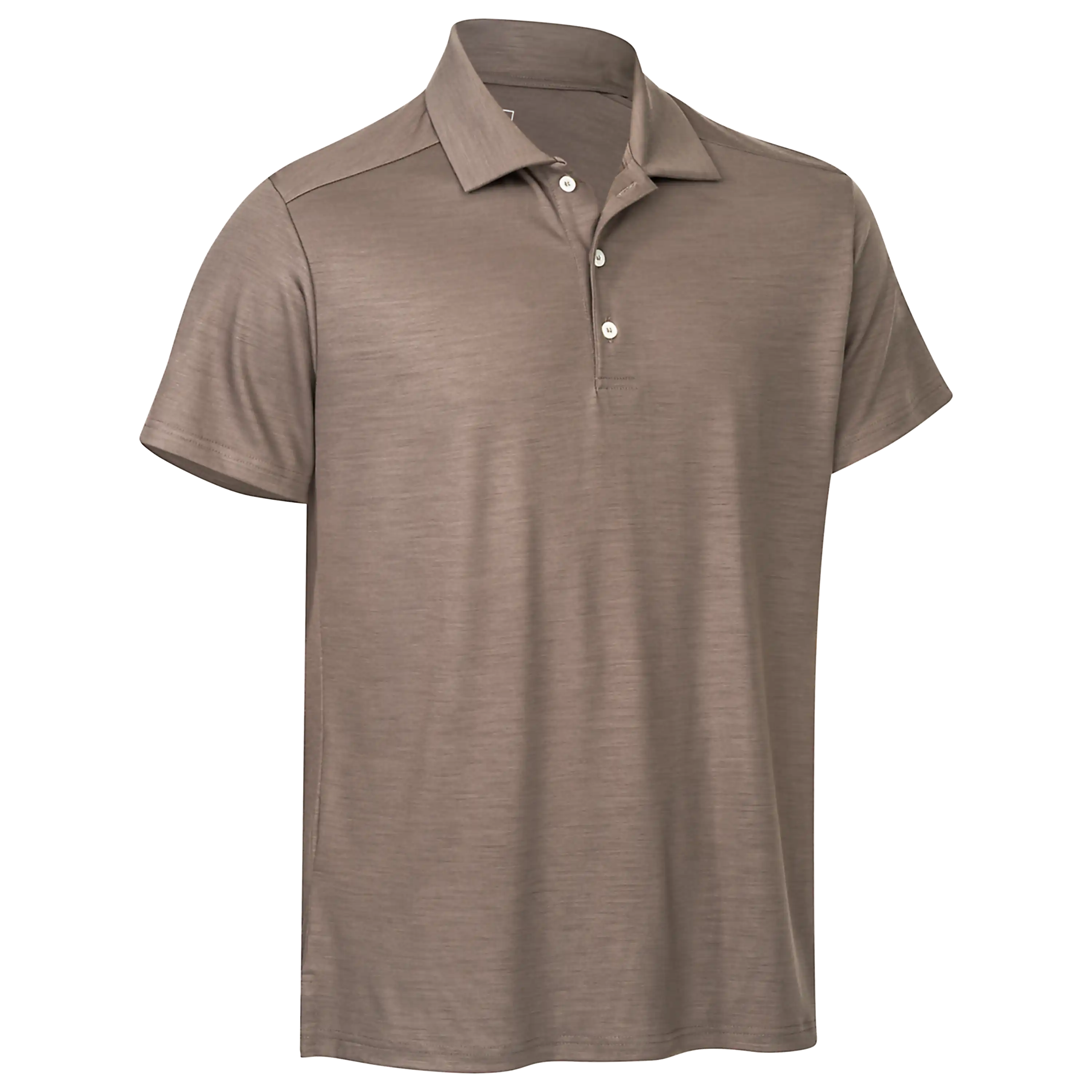Professionelle Produktfotografie eines braunen Poloshirts für die Textilfotografie von PRO-ducto GmbH.