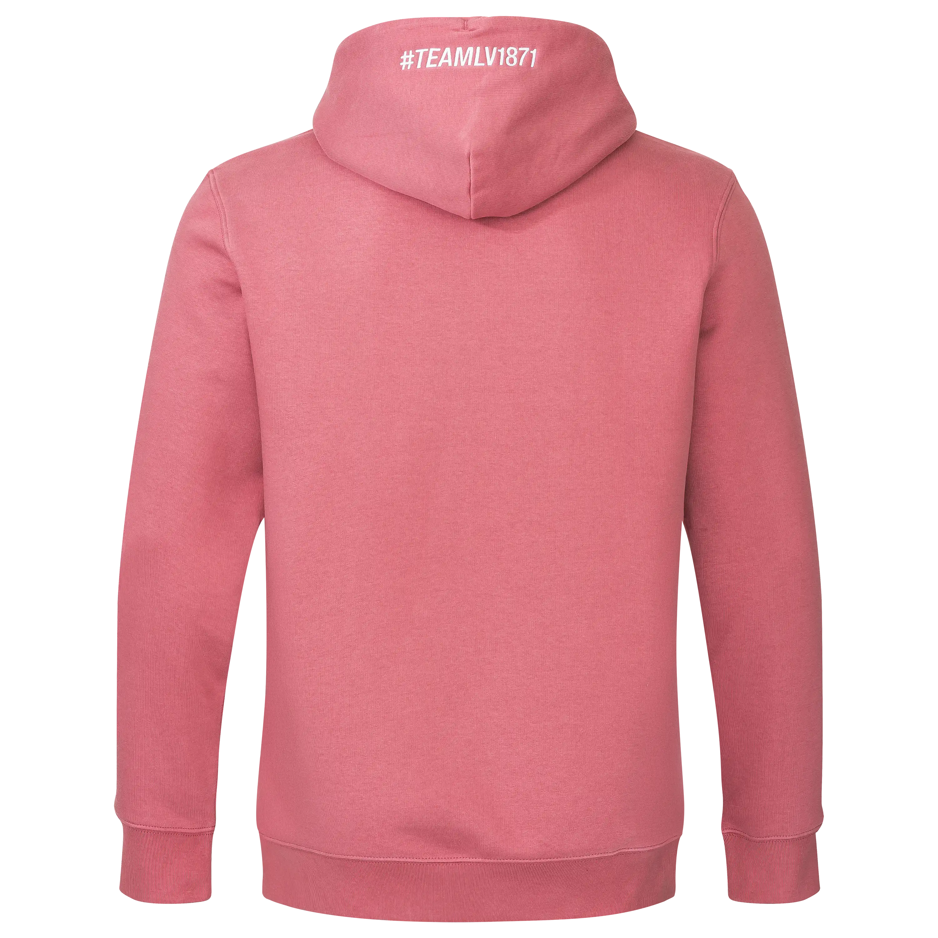 Rückansicht eines rosafarbenen Hoodies für die professionelle Produktfotografie von PRO-ducto GmbH, ideal um Bekleidung fotografieren zu lassen.