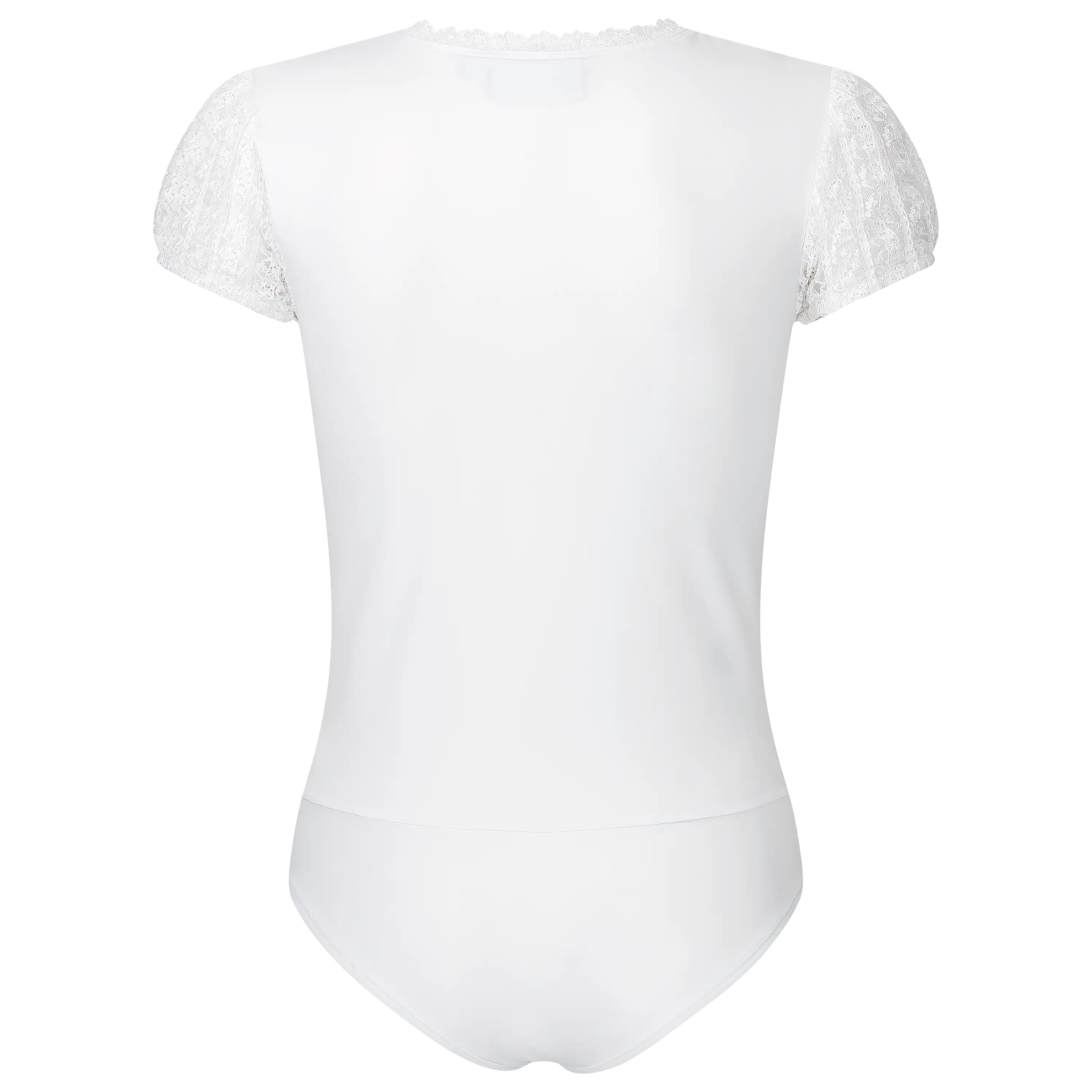 Professionelle Produktfotografie von PRO-ducto GmbH: Weißer Body mit Spitzenärmeln für hochwertige Textilfotografie.