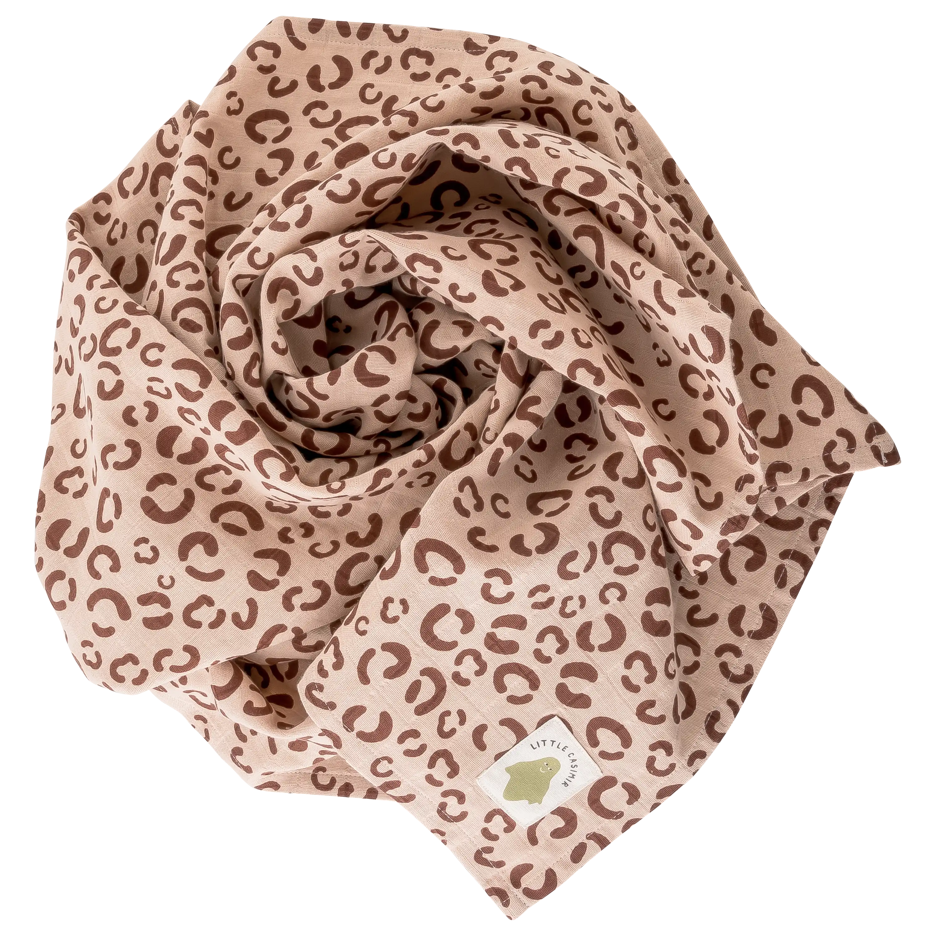 Professionelle Textilfotografie eines beigen Musselintuchs mit Leopardenmuster für die PRO-ducto GmbH.